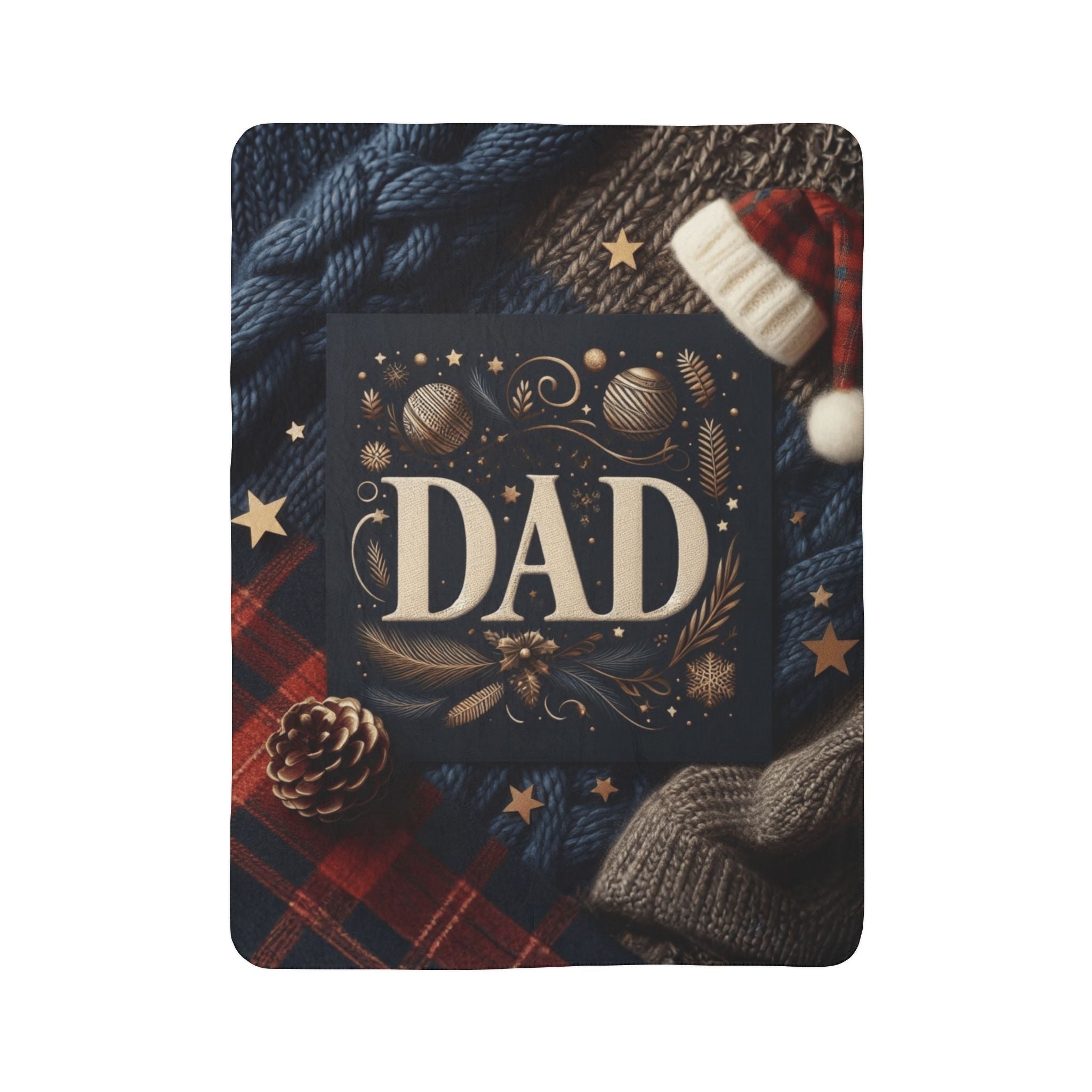 Dad Holiday Sherpa Blanket – Warm Cozy Fleece Throw for Christmas & Father’s Day Holiday Christmas Blanket,
