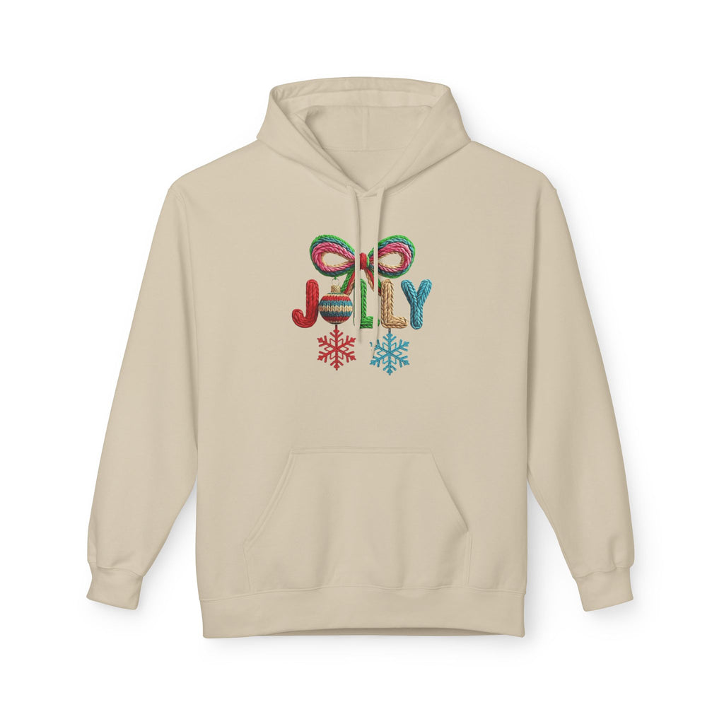 Jolly Candy Cane Holiday Hoodie — "JOLLY" Festive Sweatshirt