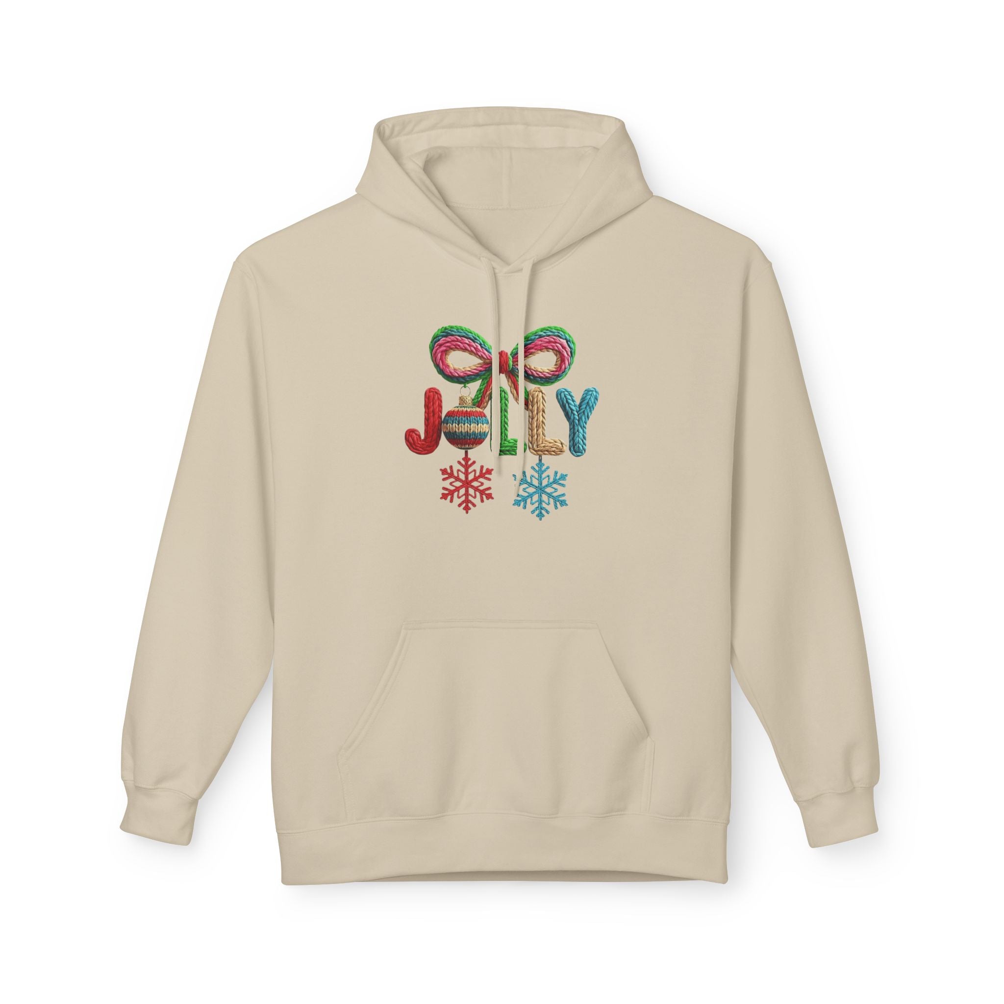 Jolly Candy Cane Holiday Hoodie — "JOLLY" Festive Sweatshirt