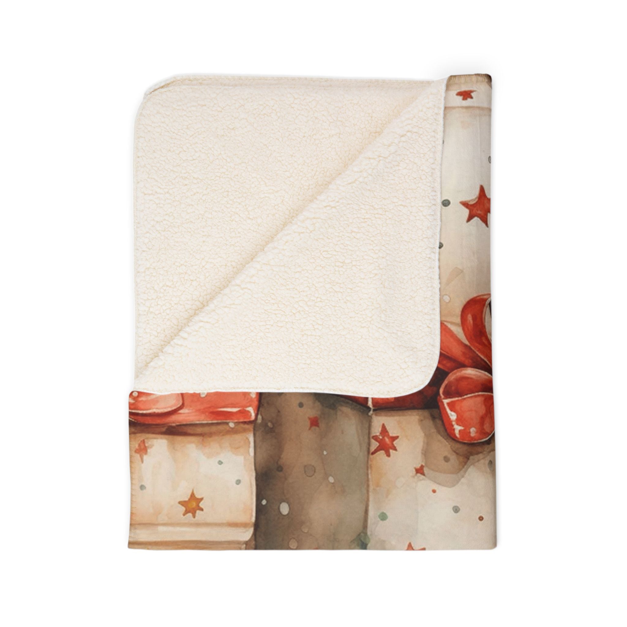 Holiday Gift Stack Fleece Sherpa Blanket — Cozy Christmas Presents Throw