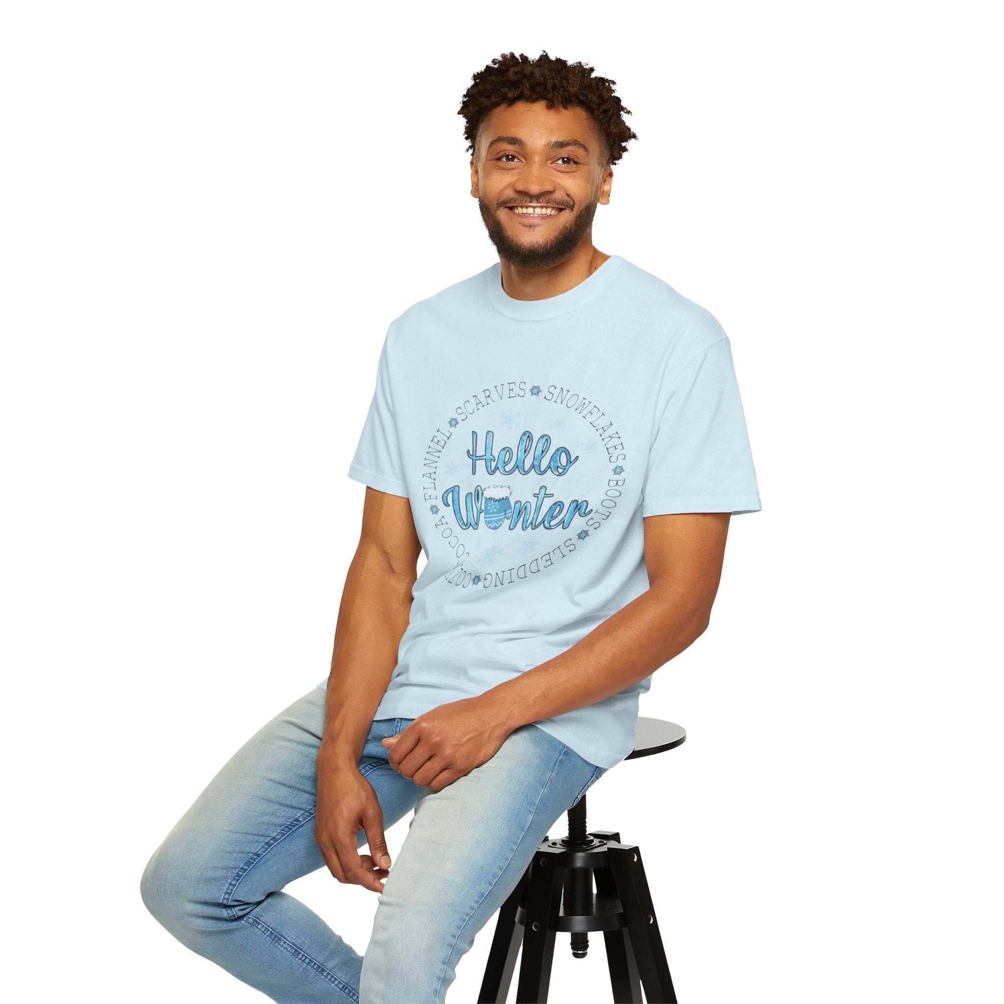 Hello Winter T‑Shirt  Cozy Snowflake Holiday Tee Christmas T-Shirts and Sweatshirts Collection