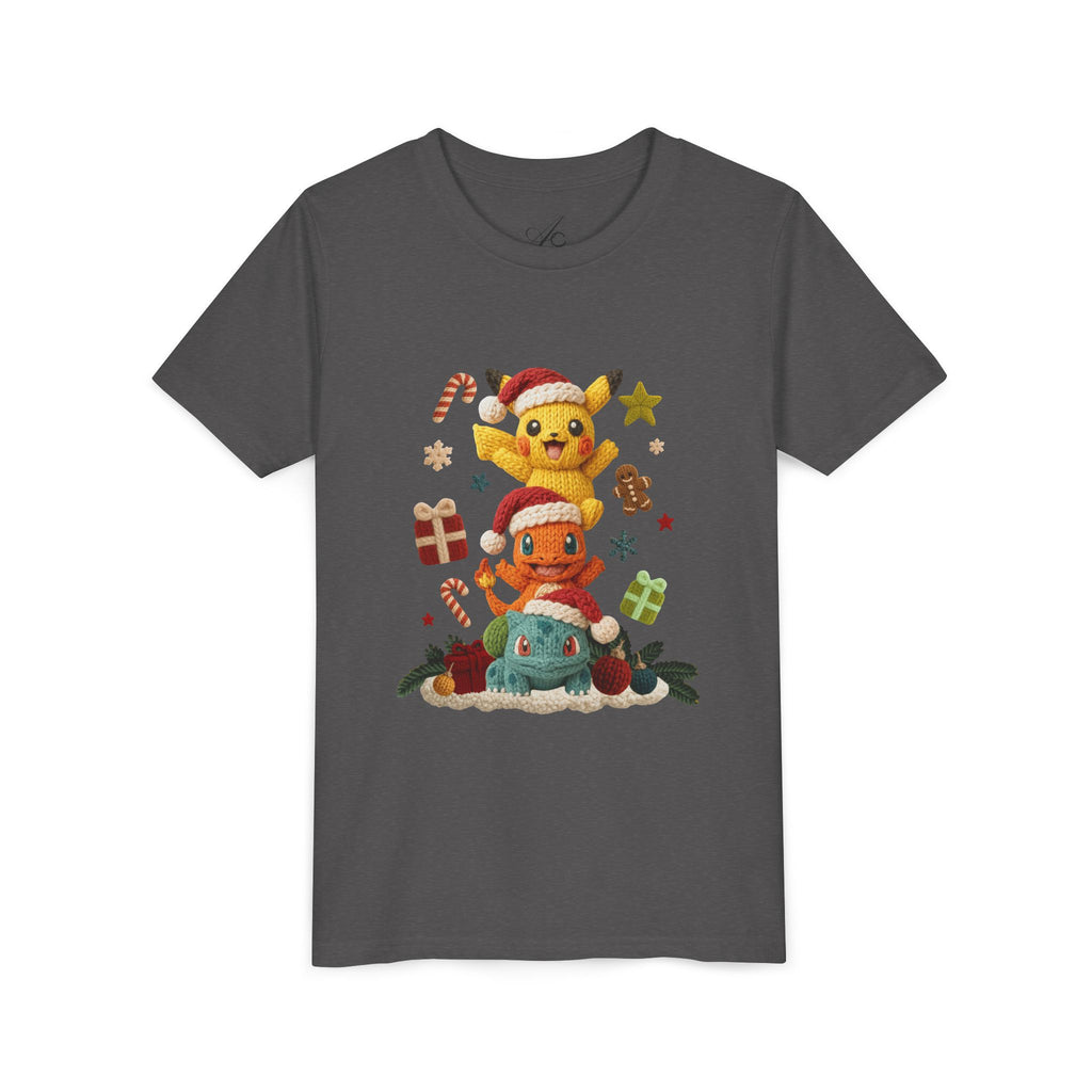 Kids Holiday Tee  Cute Stacked cartoon Characters Christmas Design
