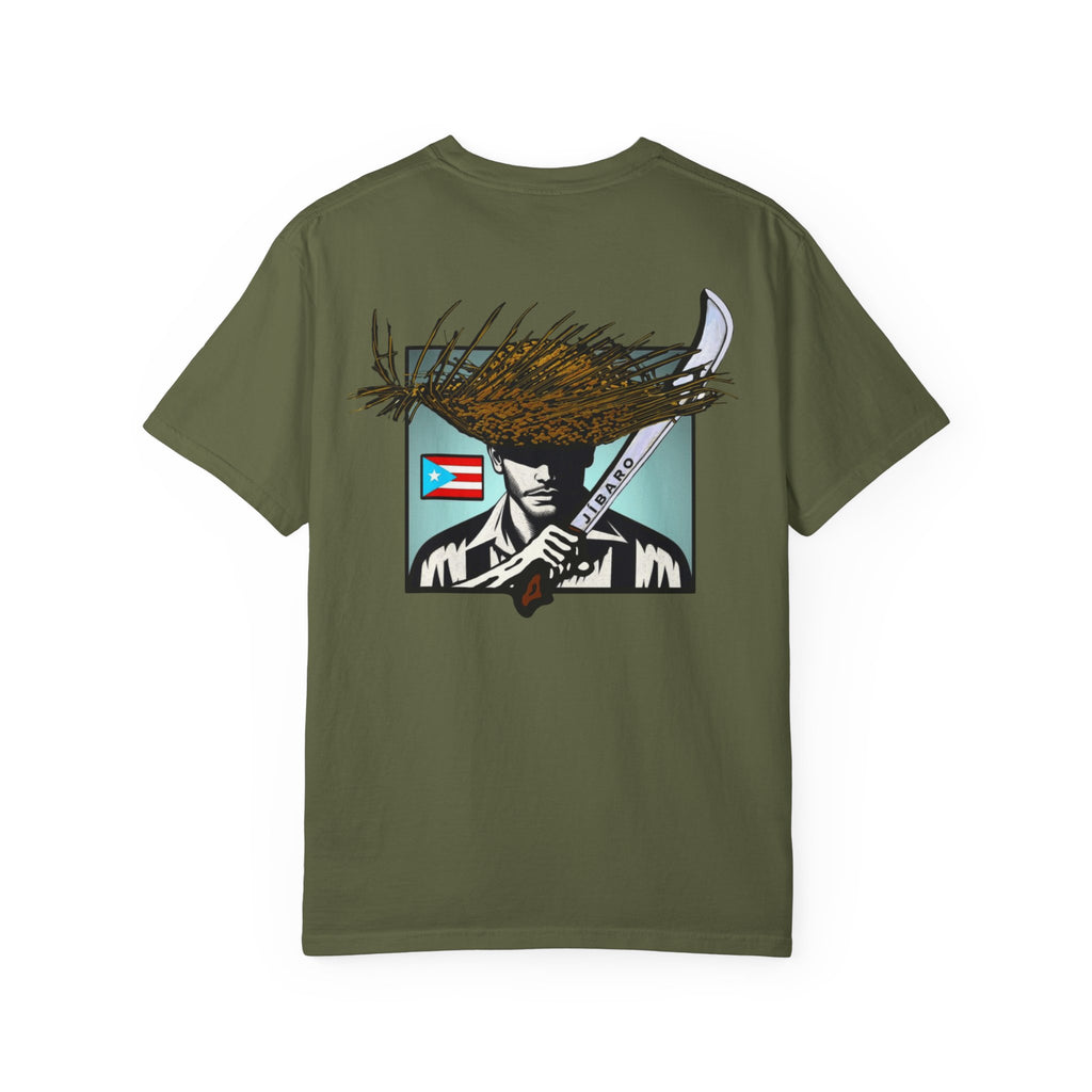 T-Shirt  "Jíbaro" Puerto Rican Heritage Tee (Back Machete  Sombrero de Paja Design) Puerto Rico’s Navidades