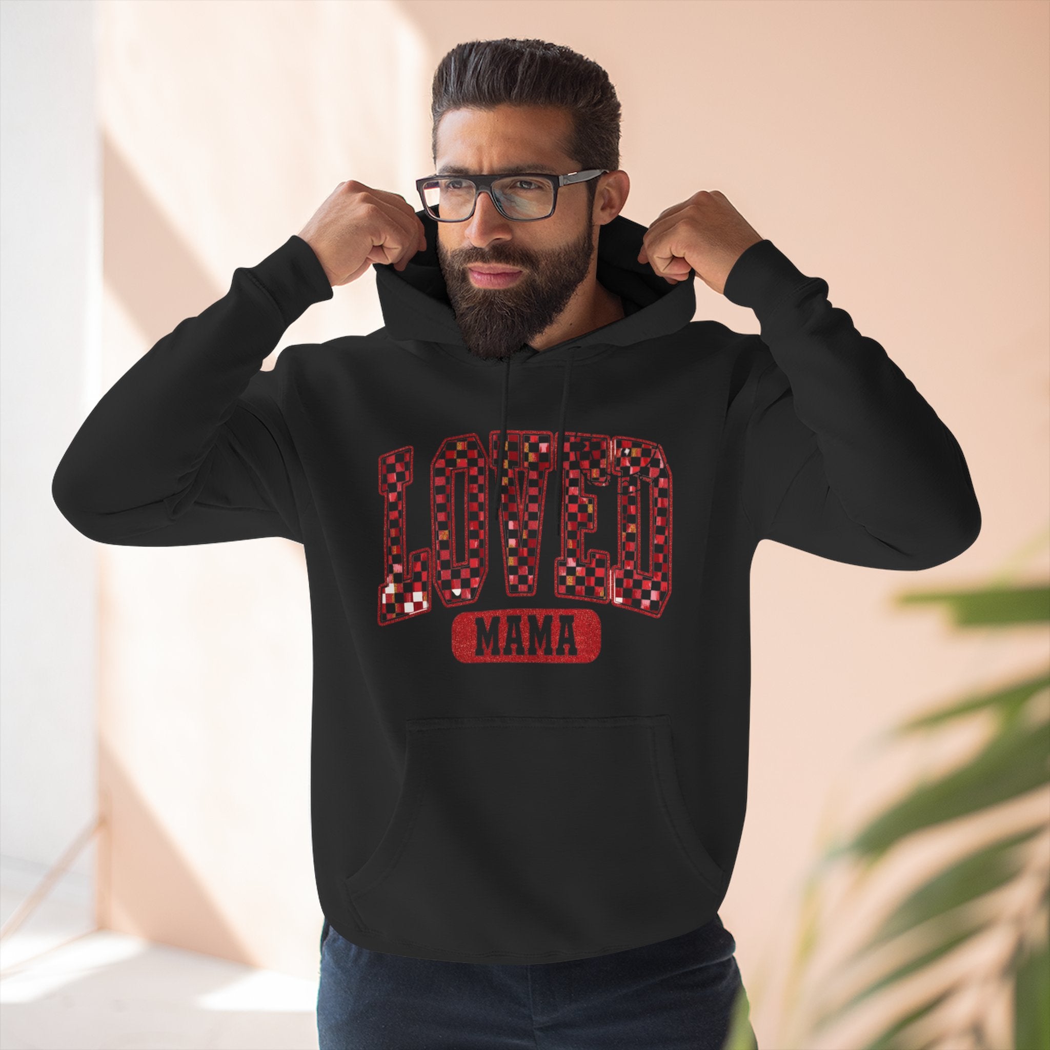 Hoodie  Loved Mama Checkerboard Graphic Hoodie