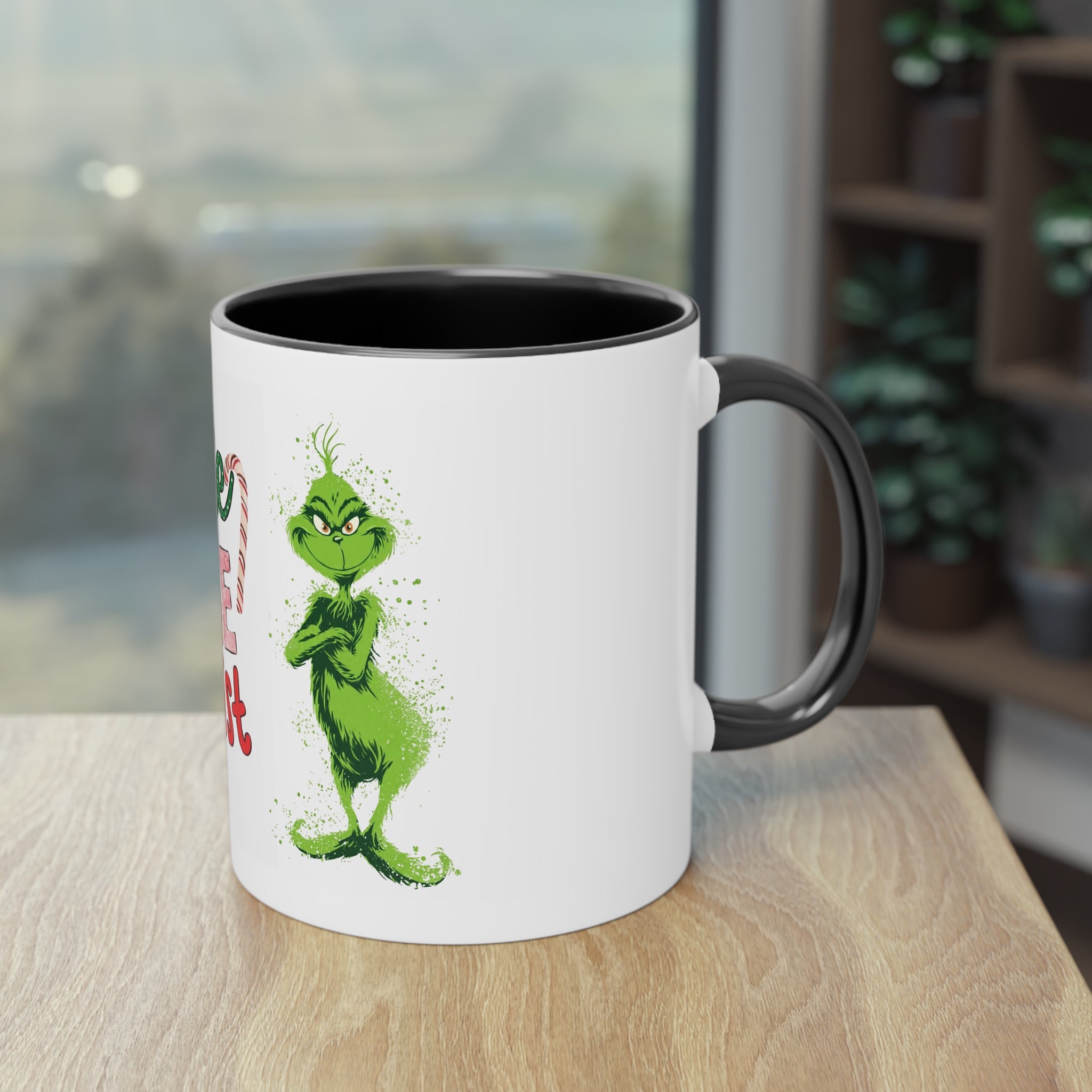 Cute Grinch Two-Tone Coffee Mug - Perfect for Holiday Cheer! Christmas Mugs Collection