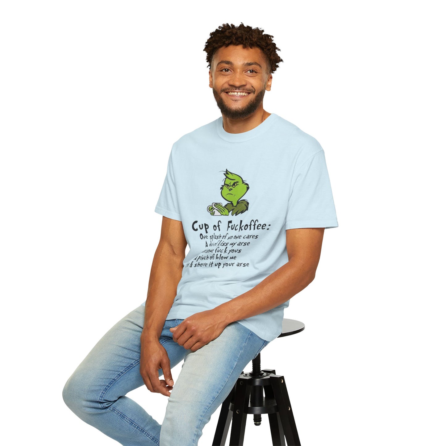 Holiday Graphic Tees  Cozy Festive Wear Funny Grinch-Inspired Unisex T-Shirt Cup of Fuckoffee