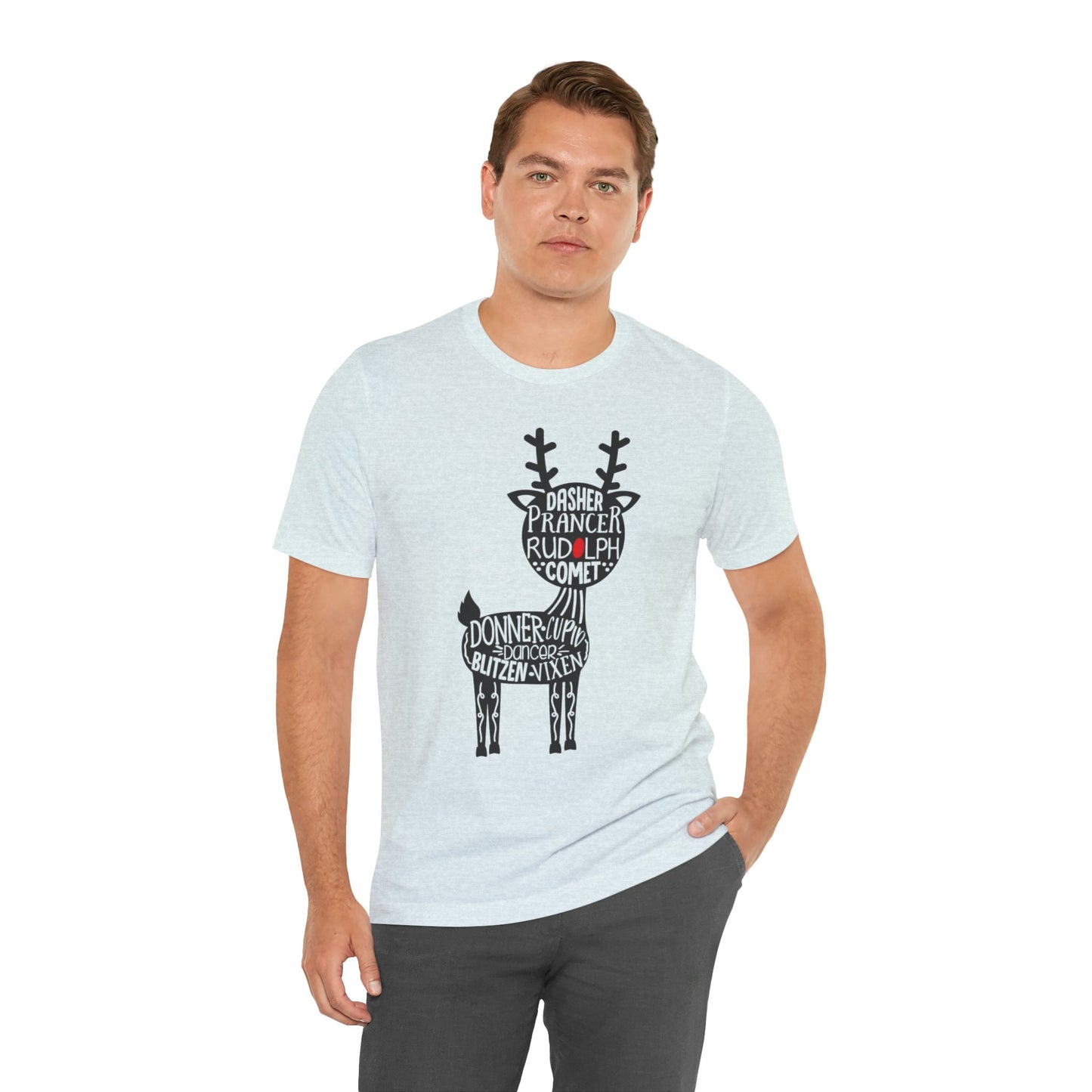 Christmas Reindeer Graphic Tee - Unisex Jersey Short Sleeve Shirt