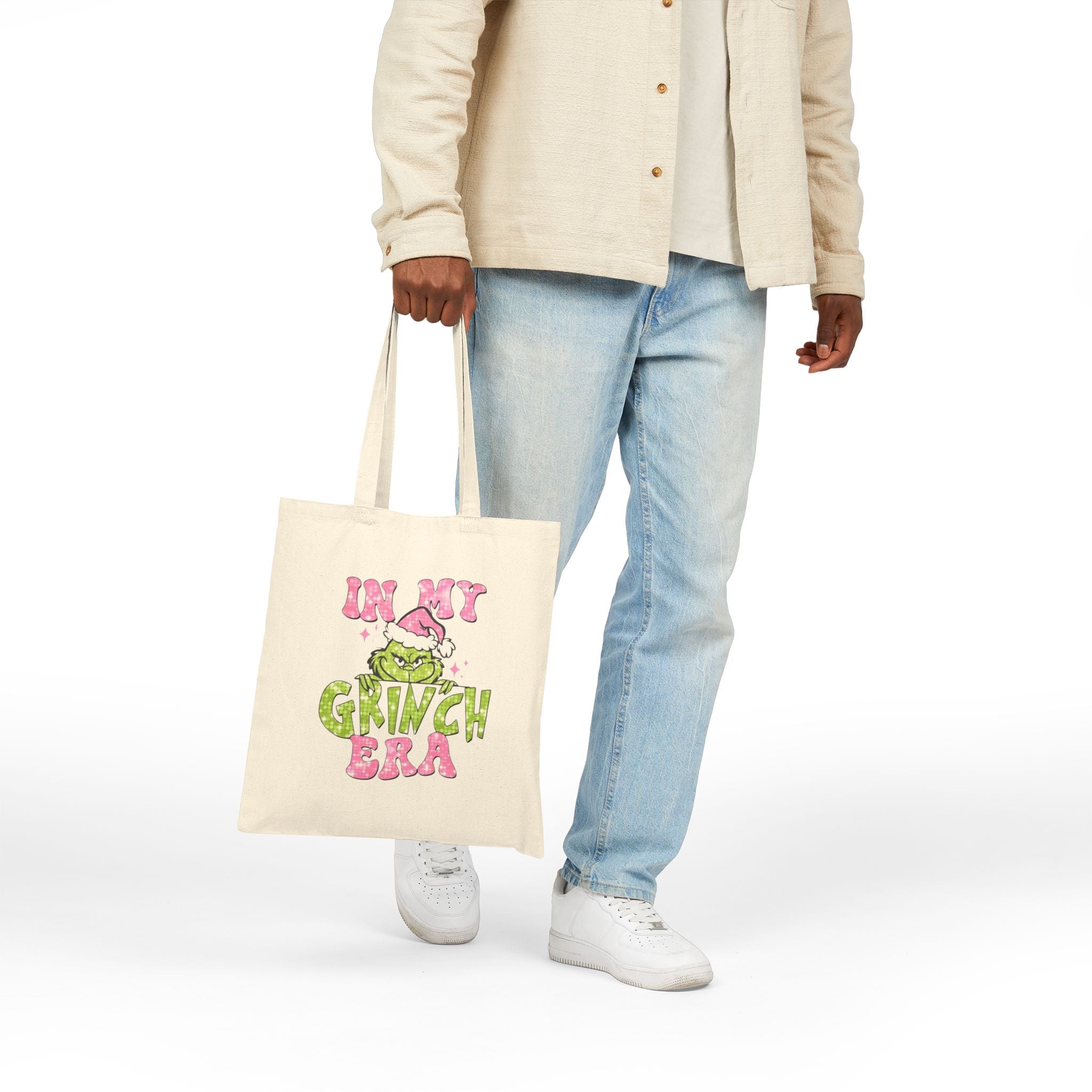 Grinch Era Cotton Canvas Tote Bag | Fun Holiday Shopping Bag