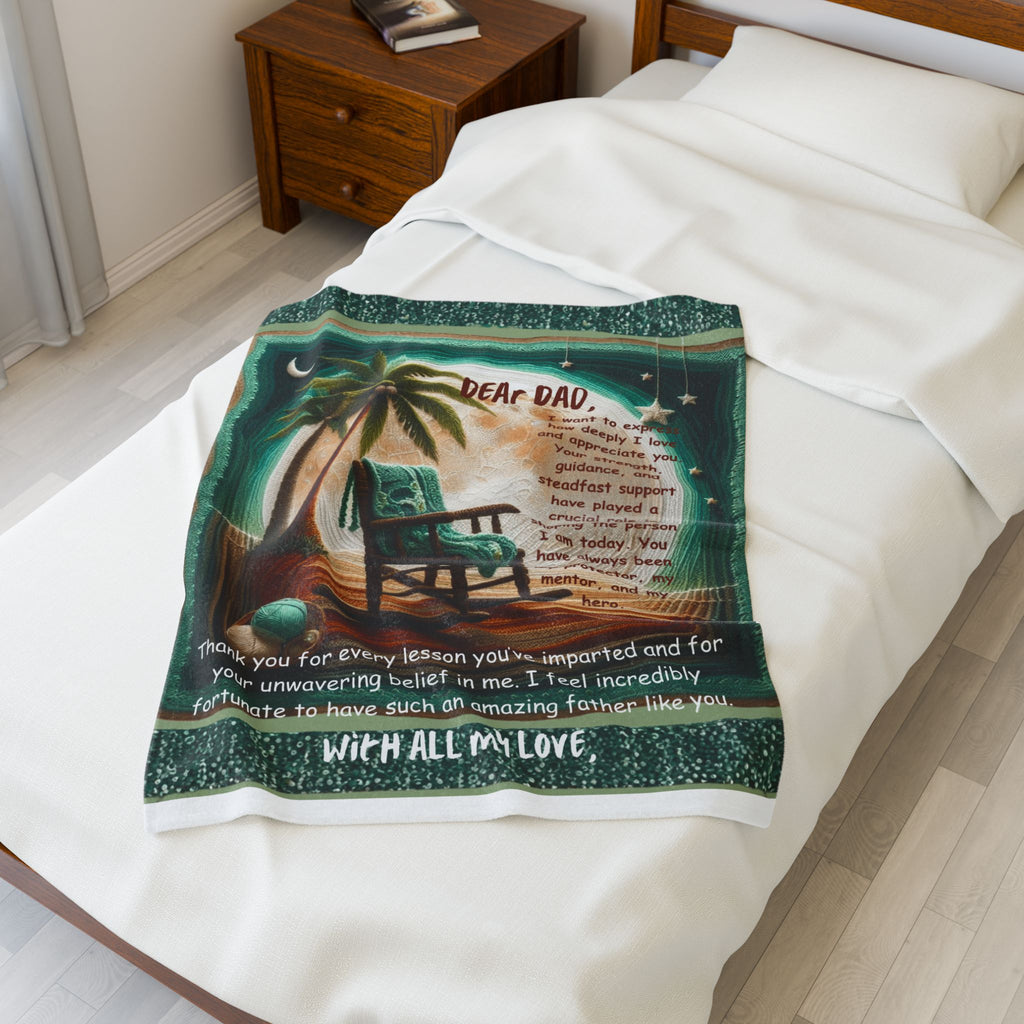 Dear Dad Velveteen Plush Blanket  Sentimental Father’s Day Gift with Rocking Chair Poem