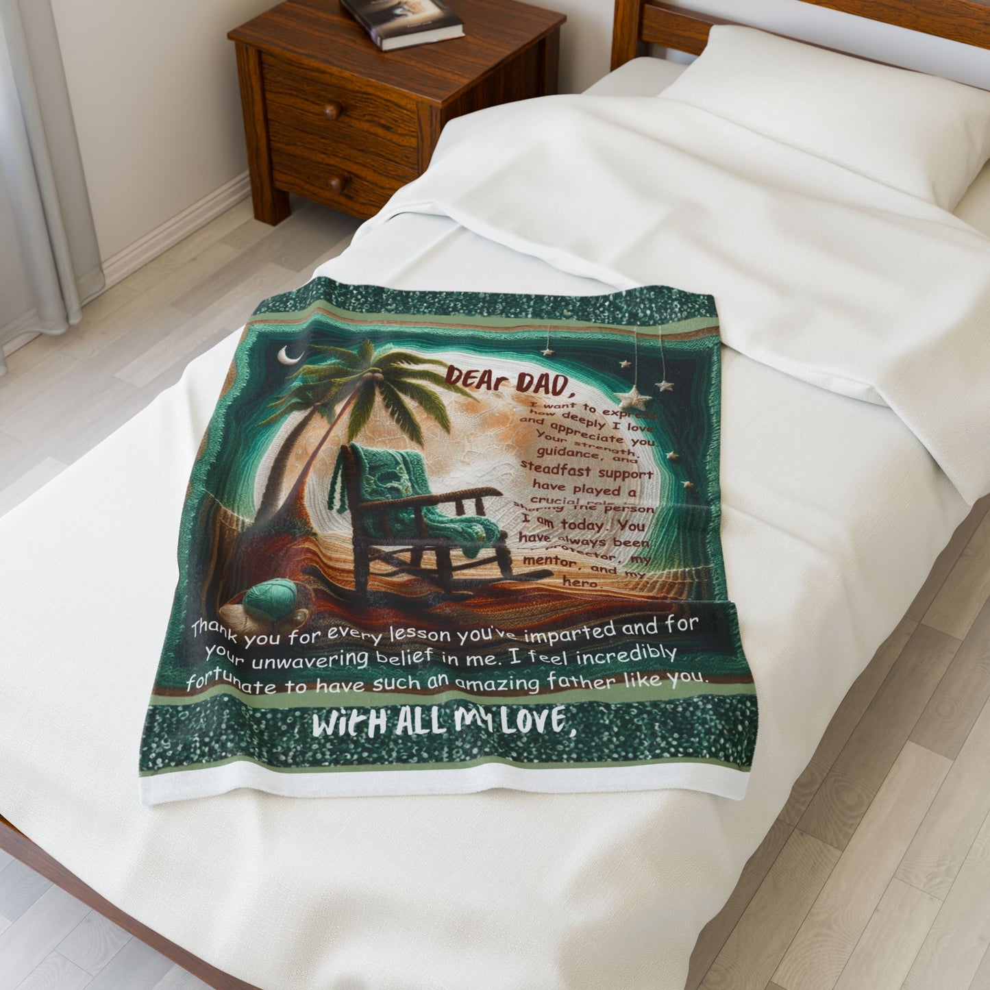 Dear Dad Velveteen Plush Blanket  Sentimental Father’s Day Gift with Rocking Chair Poem