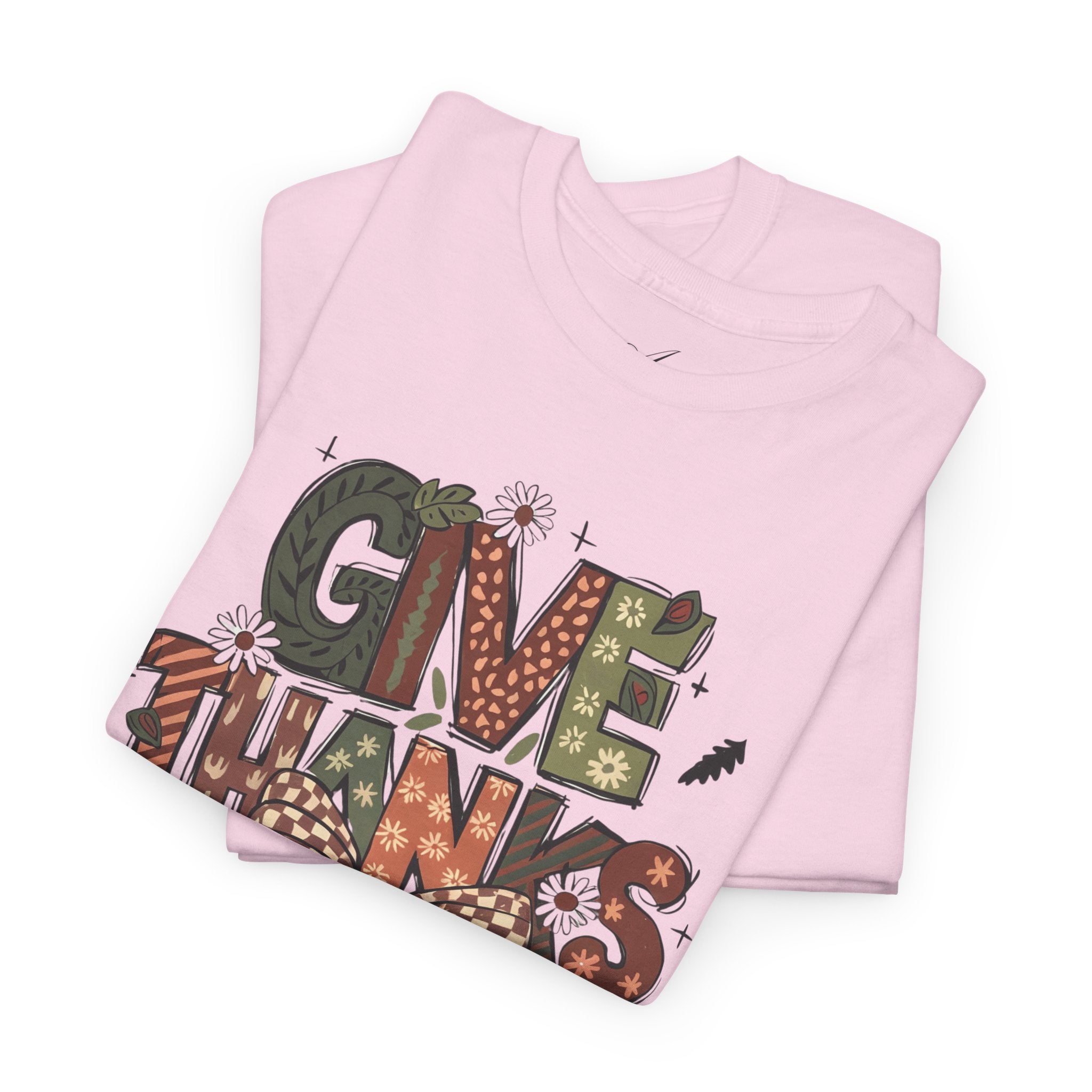 Give Thanks Tee Thanksgiving Graphic T-Shirt with Rustic Bow Design