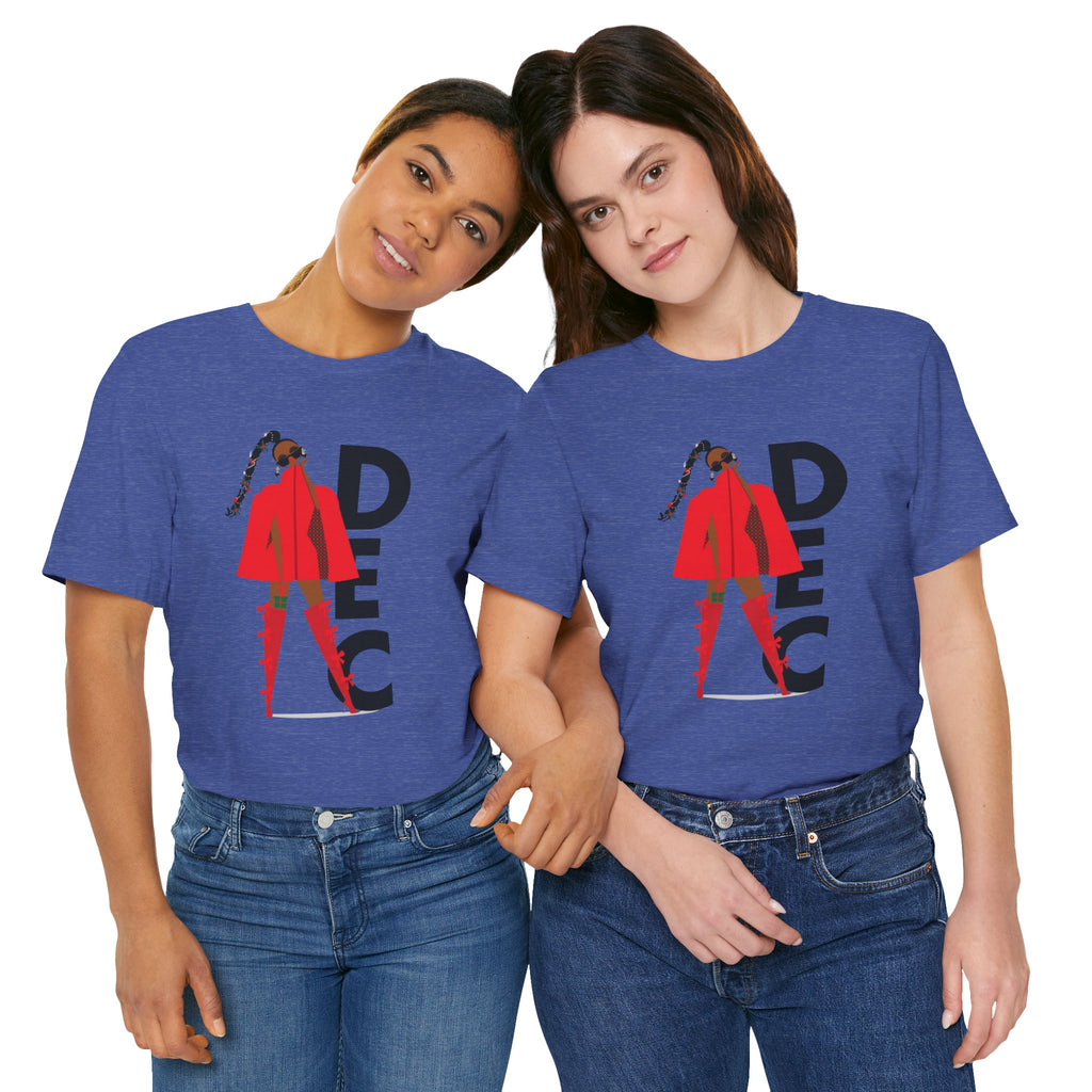 December Fashion Tee  Red Coat Model Graphic Shirt