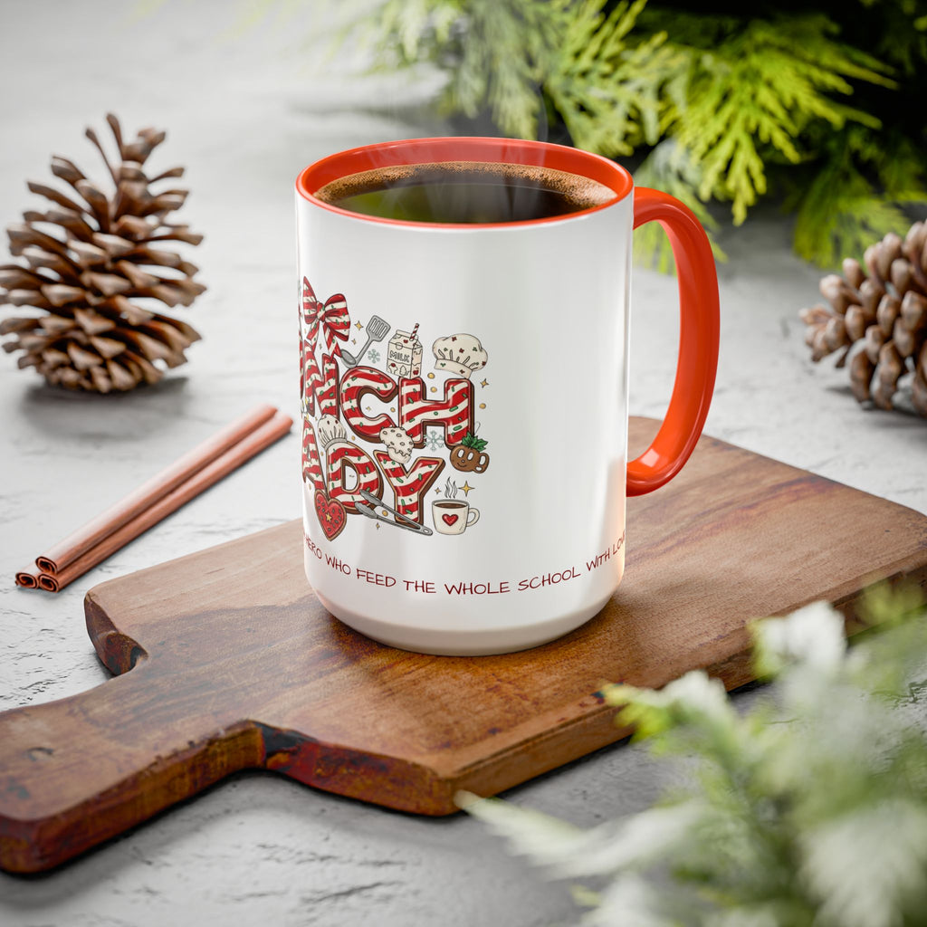 Lunch Lady Mug "Cafeteria Hero Who Feeds the Whole School With Love" | 11oz/15oz Gift  School Staff Christmas Mug Collection