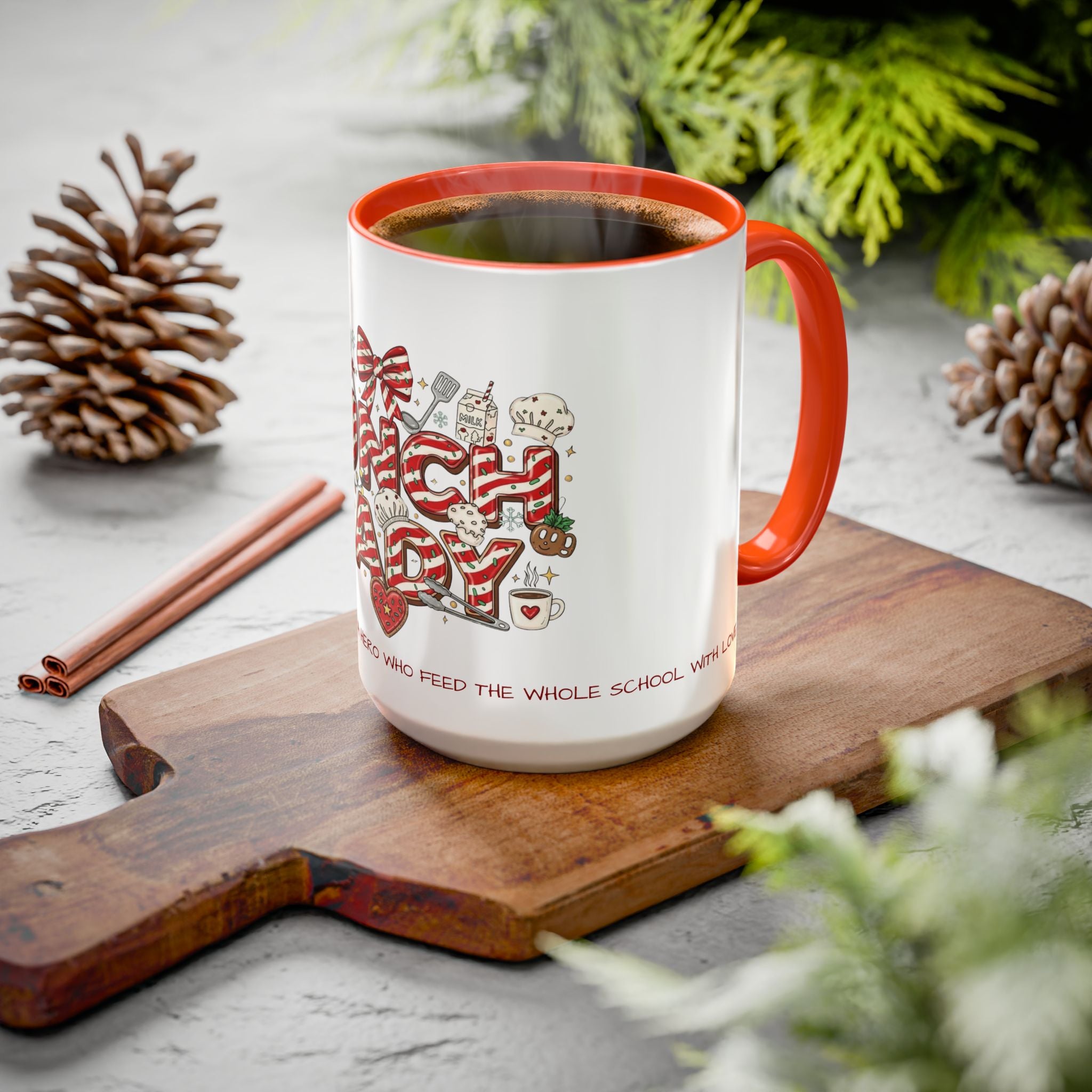 Lunch Lady Mug "Cafeteria Hero Who Feeds the Whole School With Love" | 11oz/15oz Gift  School Staff Christmas Mug Collection
