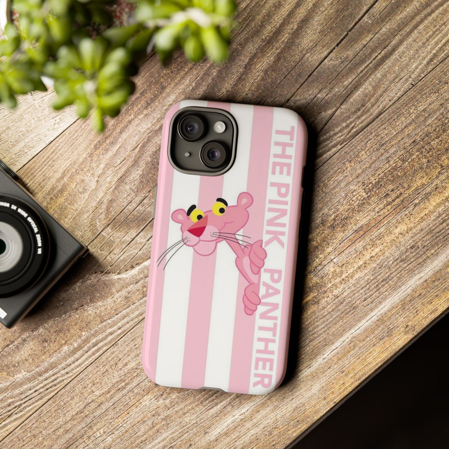 Pink Panther Tough Case Retro Striped Phone Case with "The Pink Panther" Design