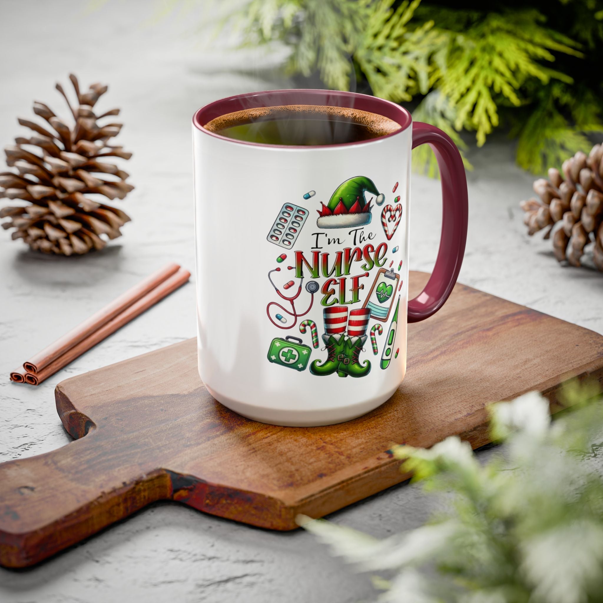 Nurse Elf Coffee Mug — Christmas Medical Holiday Gift (11oz & 15oz) Medical Christmas Mug