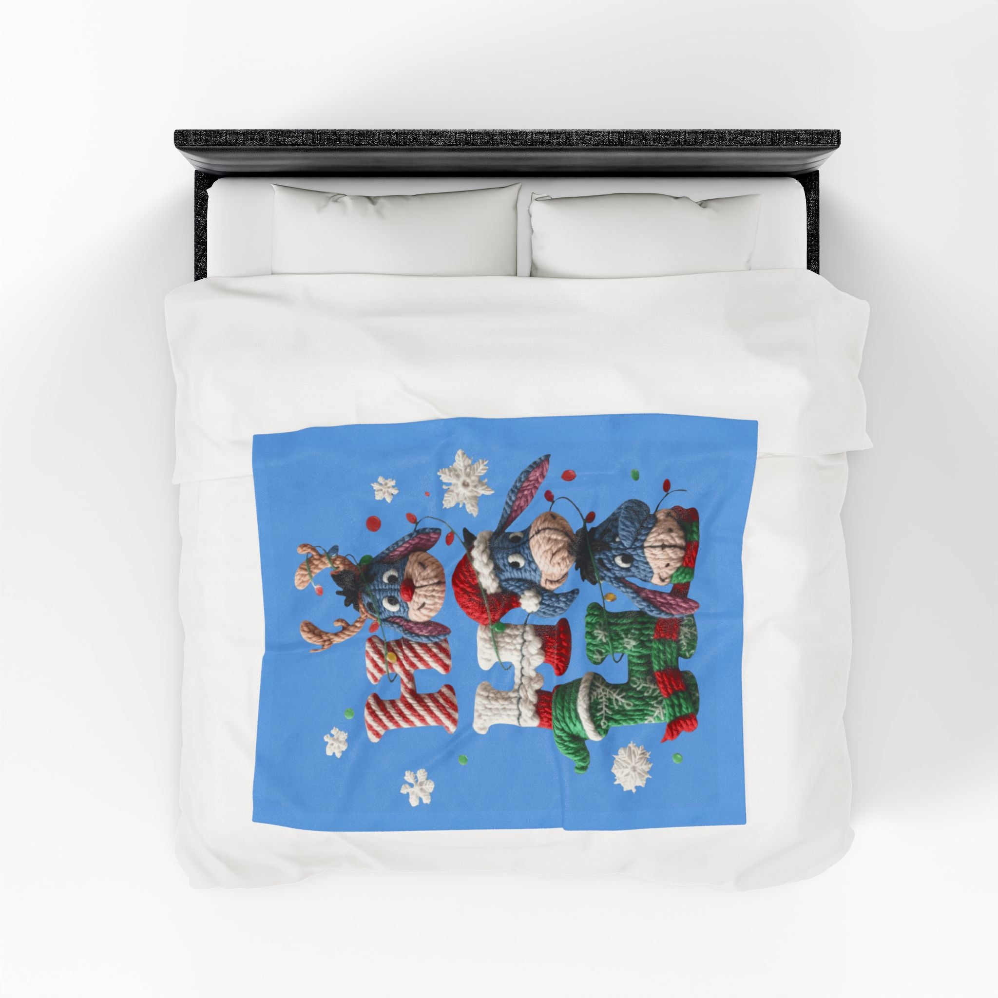 Holiday Eeyore Velveteen Plush Blanket — Cute Christmas Knit-Style Design