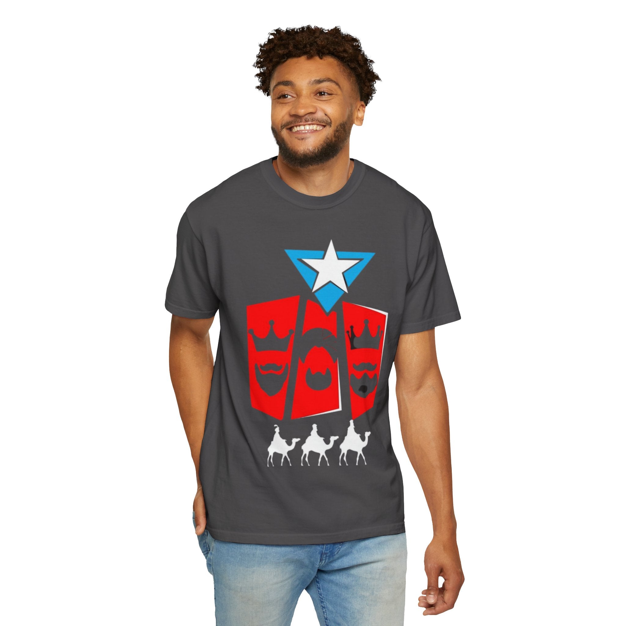 The Three Kings T-Shirt — Puerto Rican Three Kings Graphic Tee (Star & Crown Silhouettes)