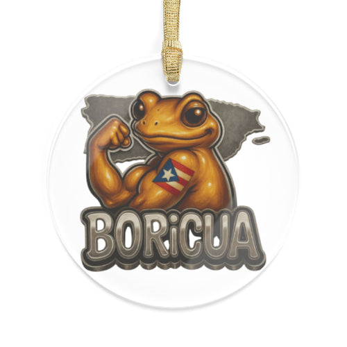 Boricua Frog Acrylic Ornament  Puerto Rican Pride Holiday Decoration