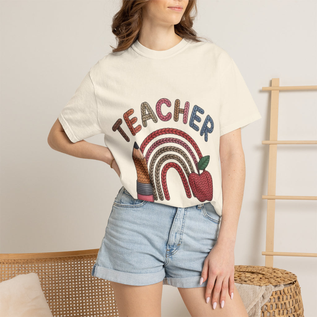Teacher Rainbow Pencil & Apple T-Shirt — Back-to-School Gift for Educators