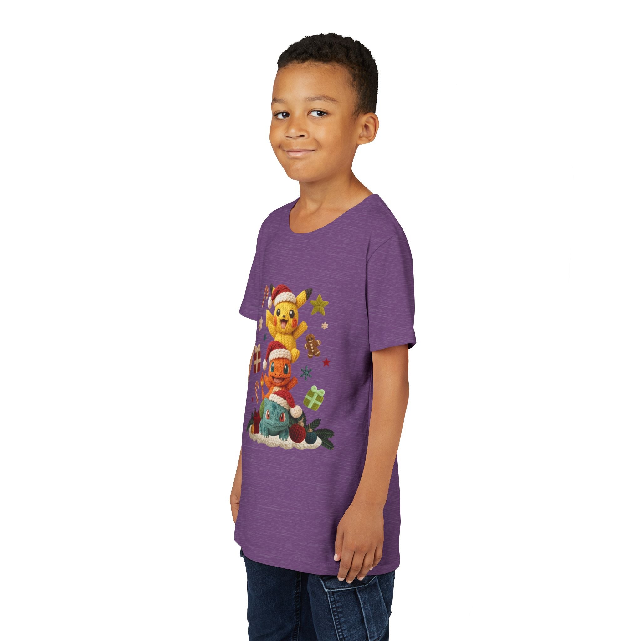 Kids Holiday Tee  Cute Stacked cartoon Characters Christmas Design
