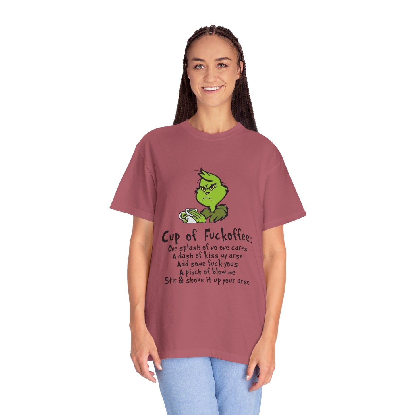 Holiday Graphic Tees  Cozy Festive Wear Funny Grinch-Inspired Unisex T-Shirt Cup of Fuckoffee