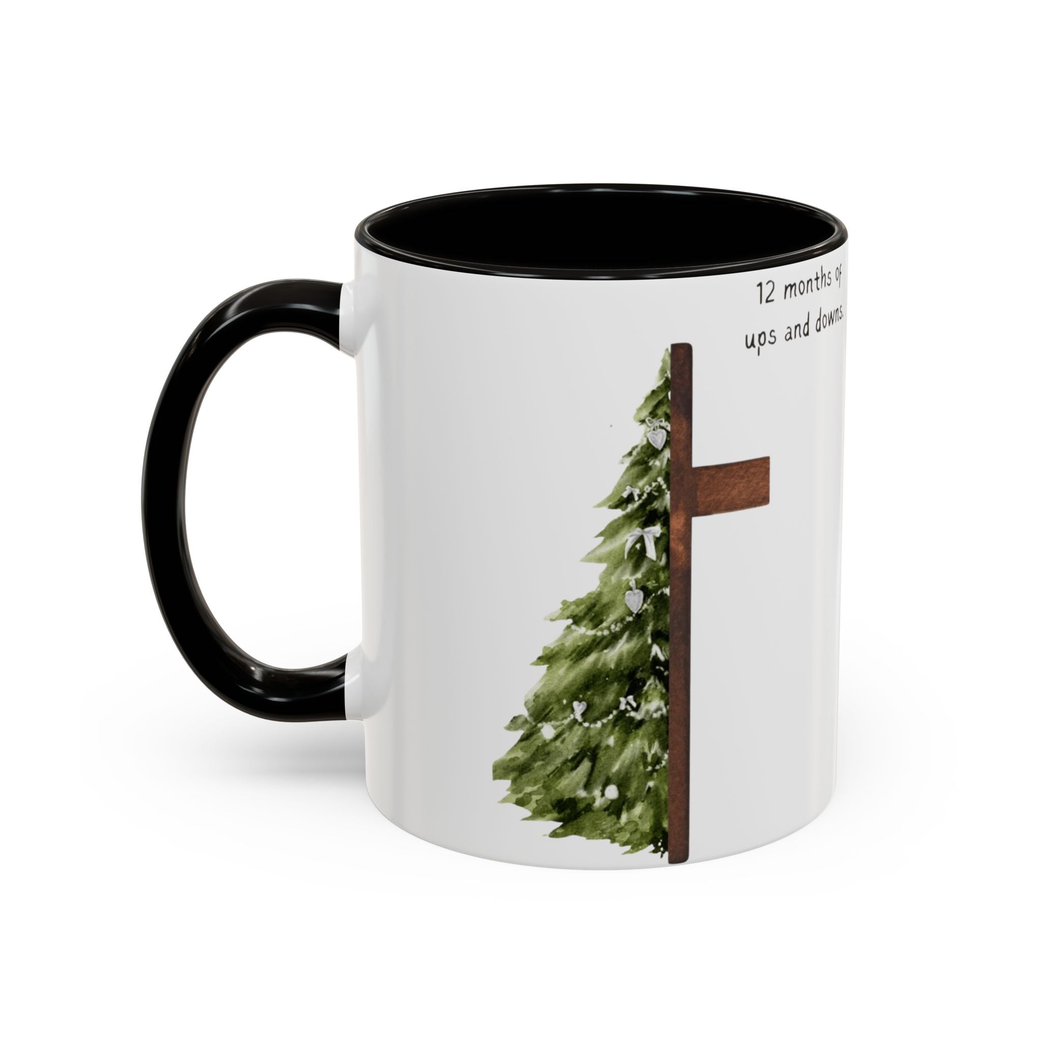Christian Cross & Pine Tree Mug — Faith Reminder Coffee Cup (11oz/15oz)