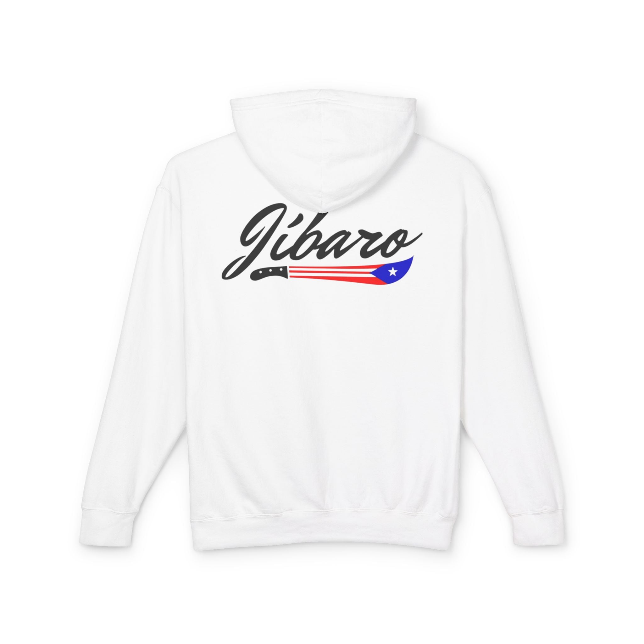 Puerto Rico Heart Flag Hoodie  "Jíbaro" Back Graphic