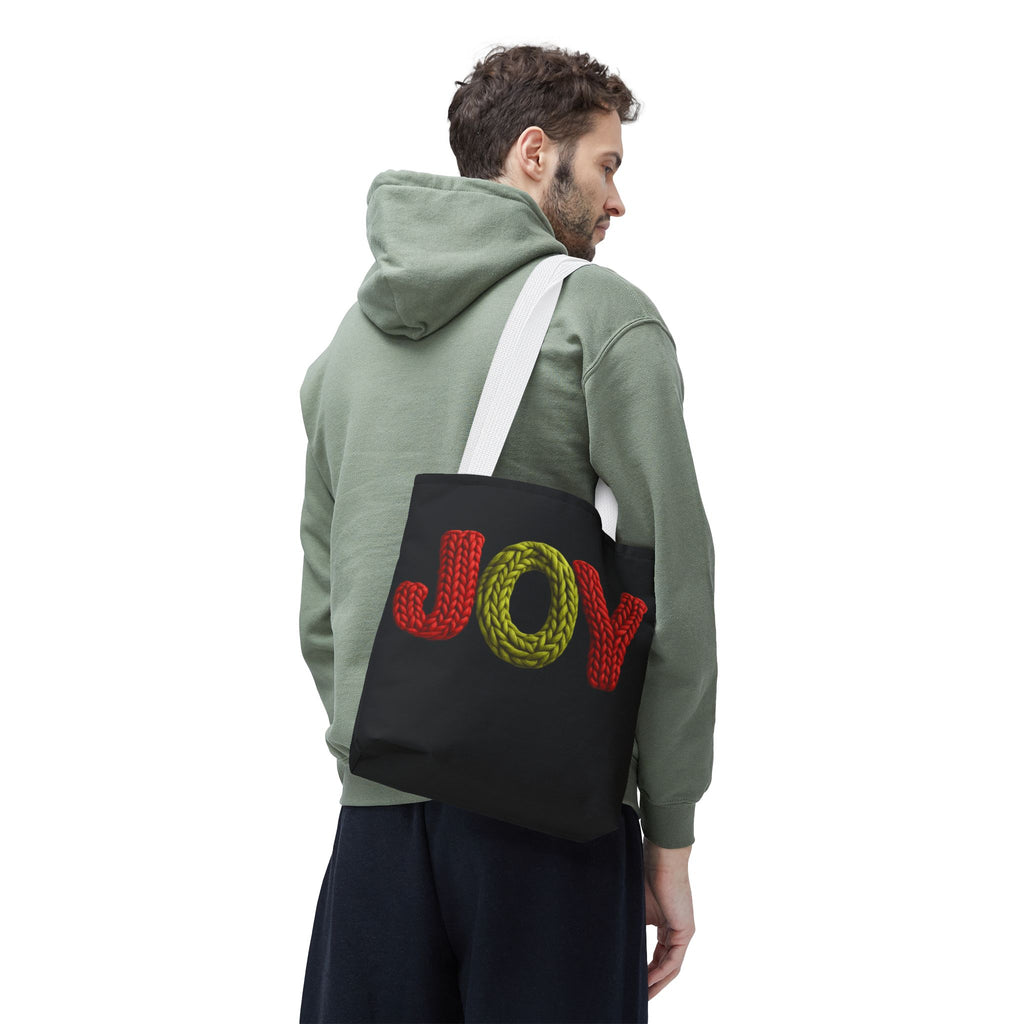 Christmas Tote Bag  Festive Holiday DesigJoy Knit Tote Bag  Colorful 'JOY' Yarn Design, Cozy Holiday Gift Tote