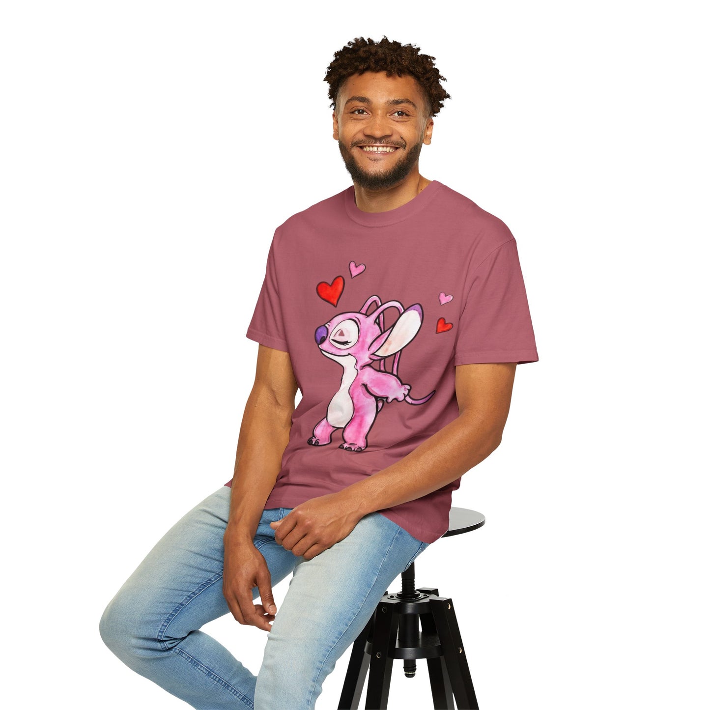 T-Shirt — Cute Pink Cartoon Creature with Hearts | Valentine’s Gift Tee