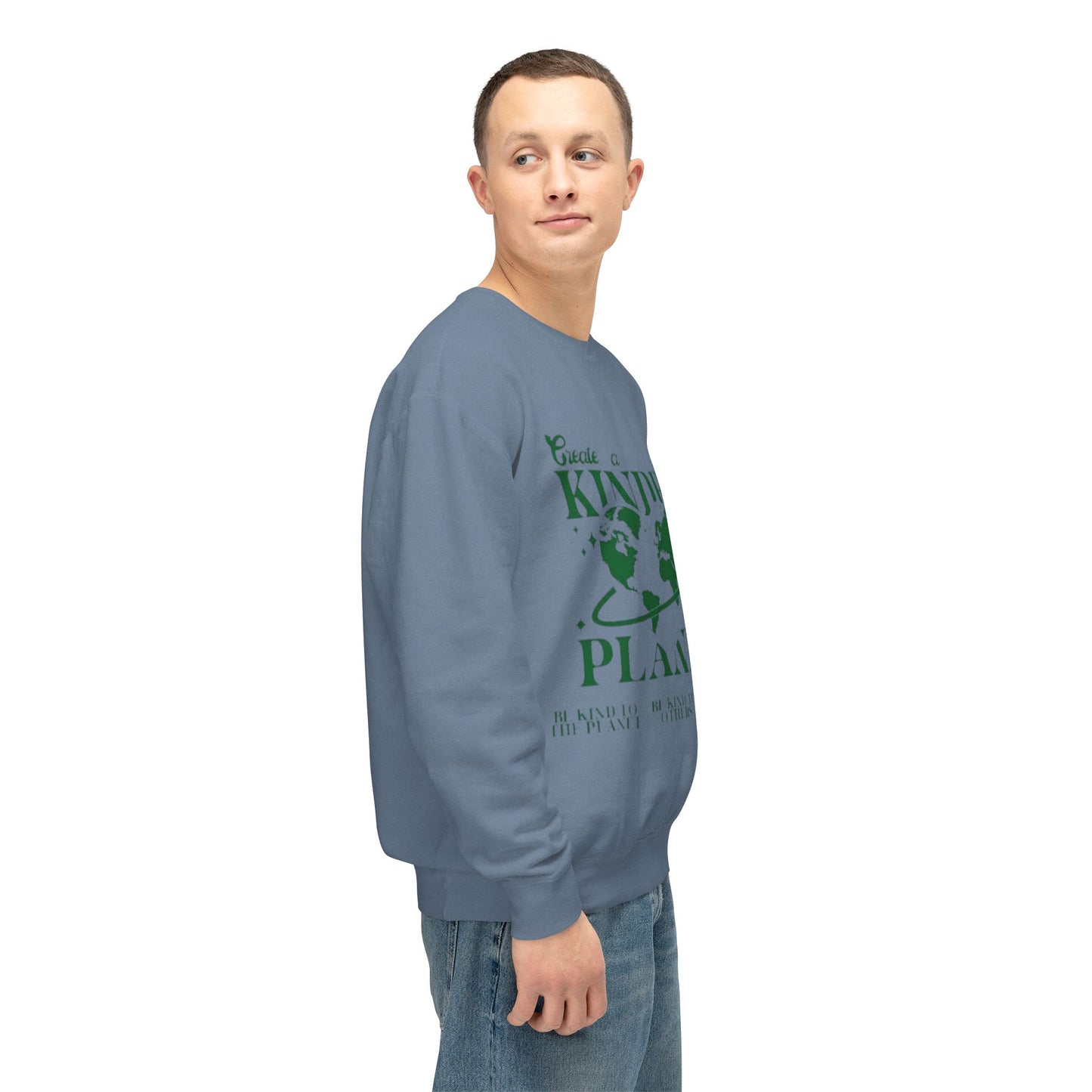 Kinder Planet Crewneck Sweatshirt Eco-Friendly Earth Day Graphic Pullover