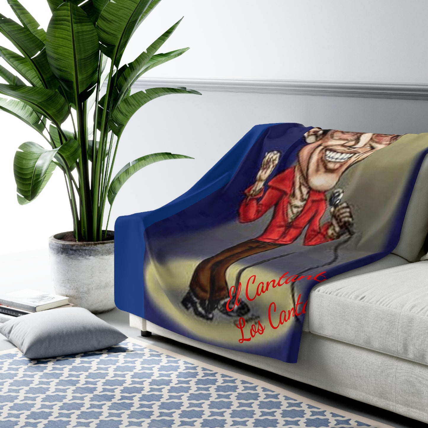 Sherpa Blanket – 'Hector Lavoe El Cantante De Los Cantantes' Caricature Fleece Throw Puerto Rico