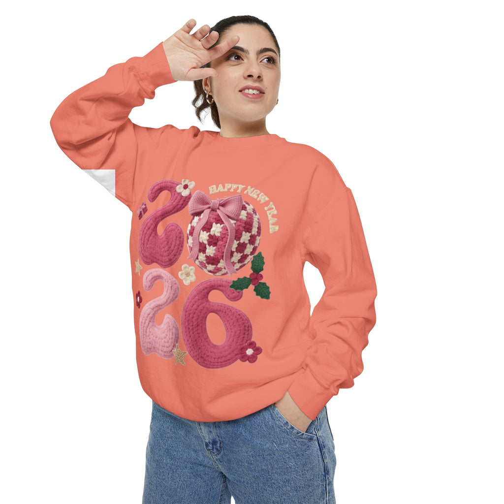 Happy New Year 2026 Sweater  Pink Festive Graphic Sweatshirt