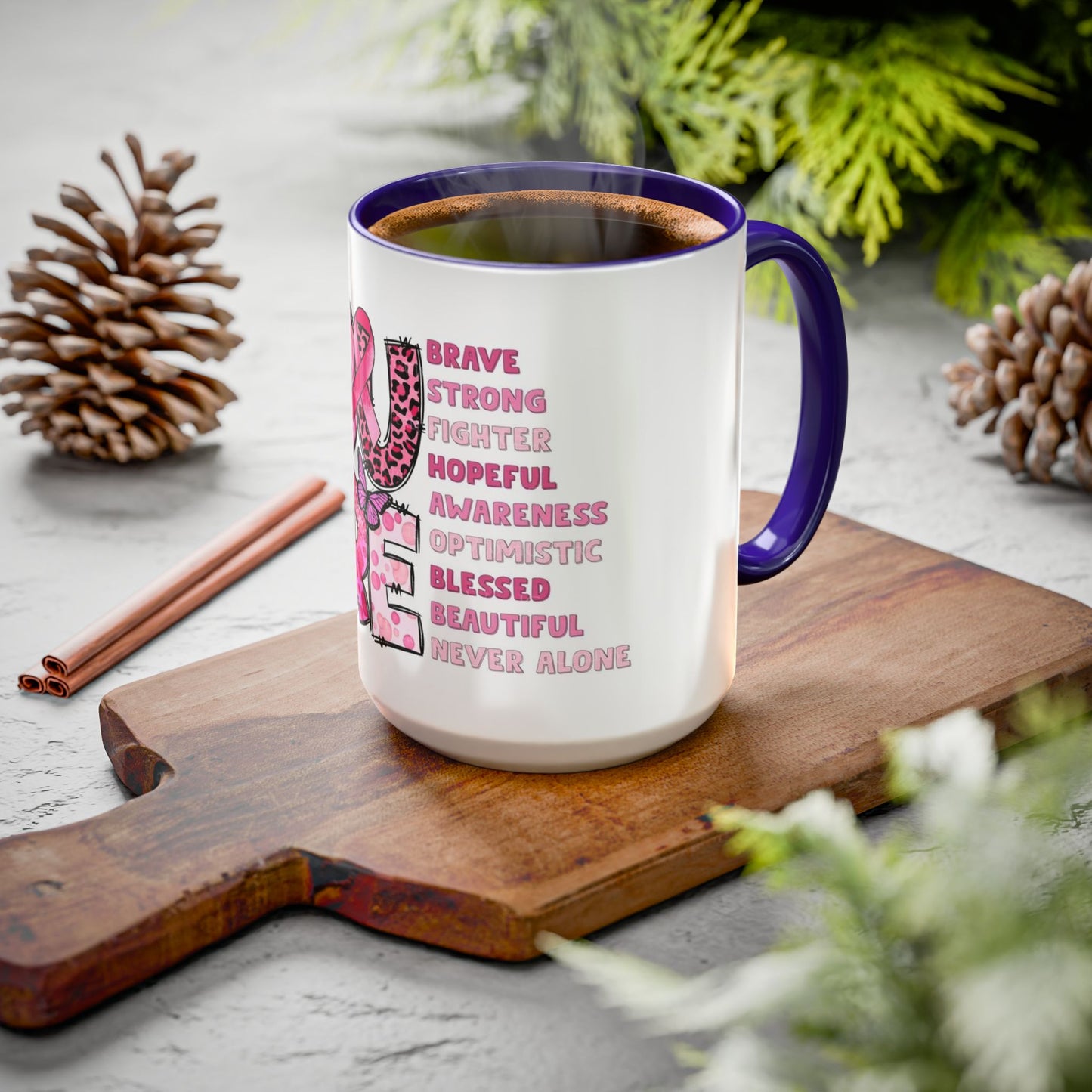 Cancer Hope Collection Empowering Inspirational Mug for Breast Cancer Awareness