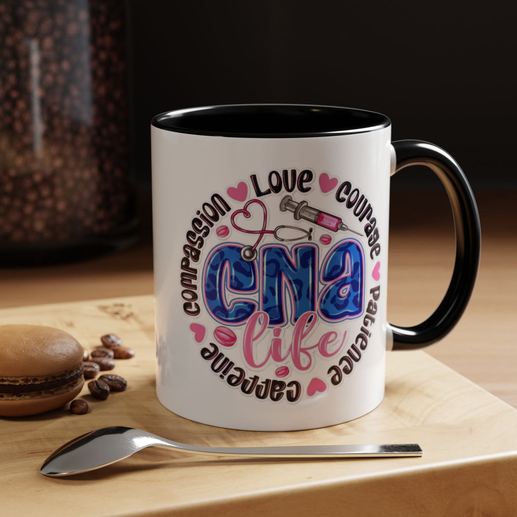 CNA Life Coffee Mug — Compassion, Courage & Patience Accent Mug (11/15oz) Medical Christmas Mug