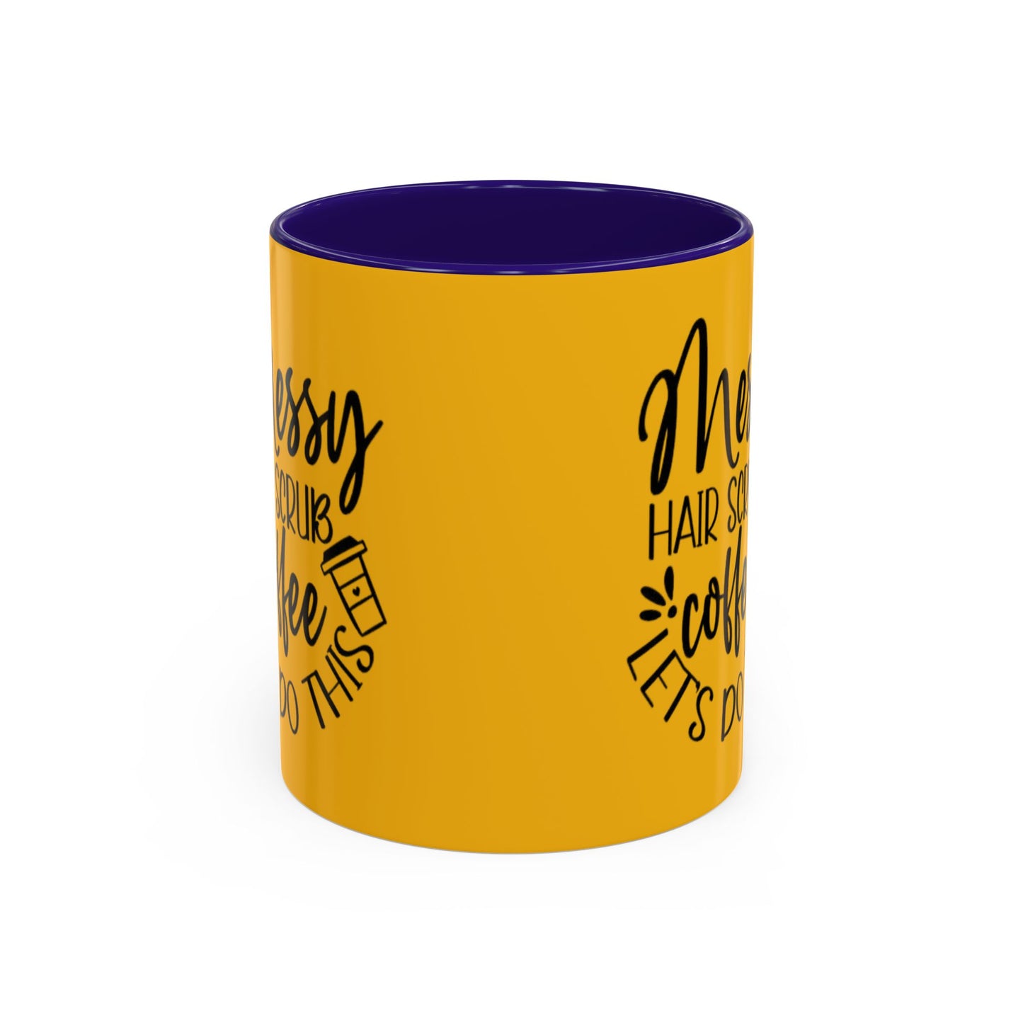 Holiday Coffee Cups with Festive Quotes & Designs Messy Hair Coffee Mug - Fun Yellow Ceramic Cup for Coffee Lovers