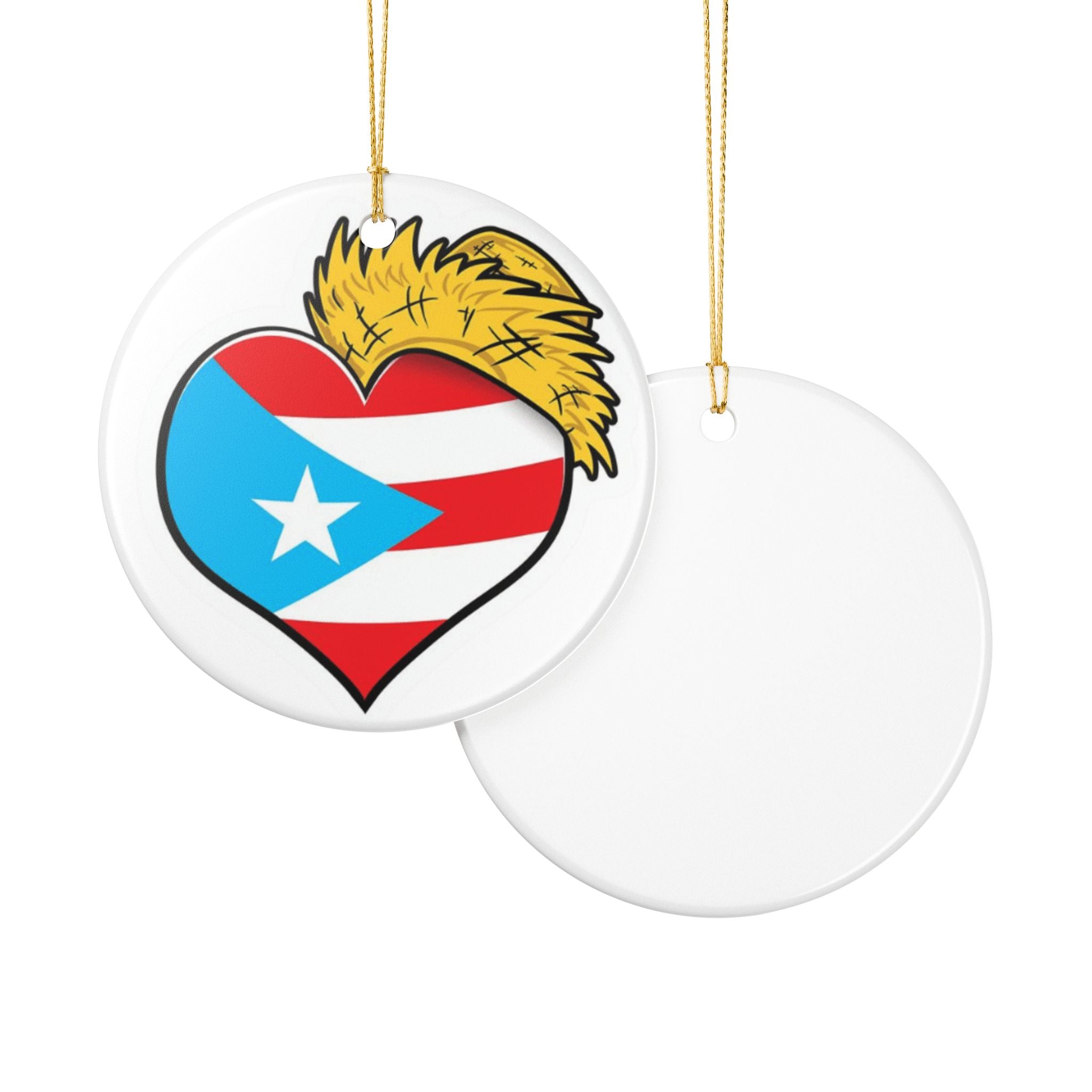 Puerto Rico Heart Ceramic Ornament  Boricua Pride  Decoration