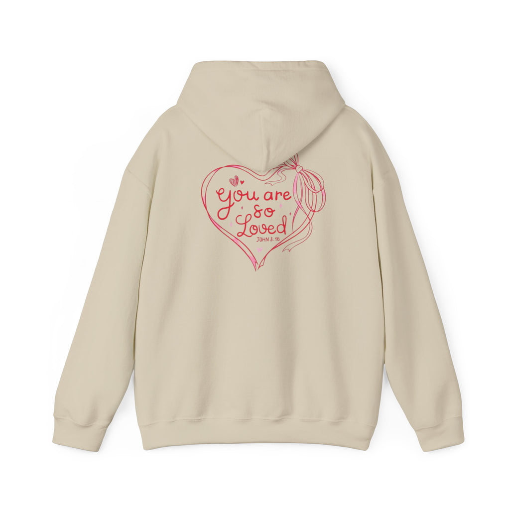 You Are So Loved Hoodie Heart Full” Heart Ribbon Comfort Sweatshirt