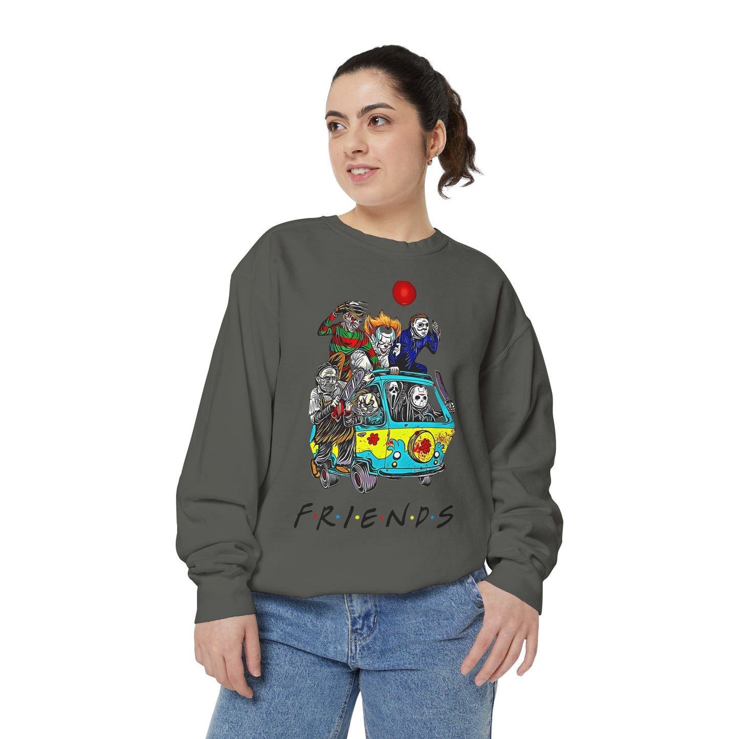 Friends-Inspired Unisex Garment-Dyed Sweatshirt, Cozy Casual Wear, Unique Graphic Sweatshirt, Perfect Gift, Everyday Style