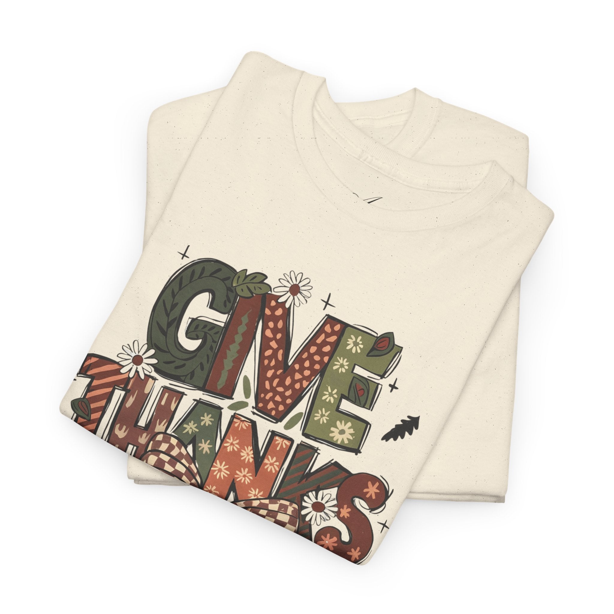 Give Thanks Tee Thanksgiving Graphic T-Shirt with Rustic Bow Design