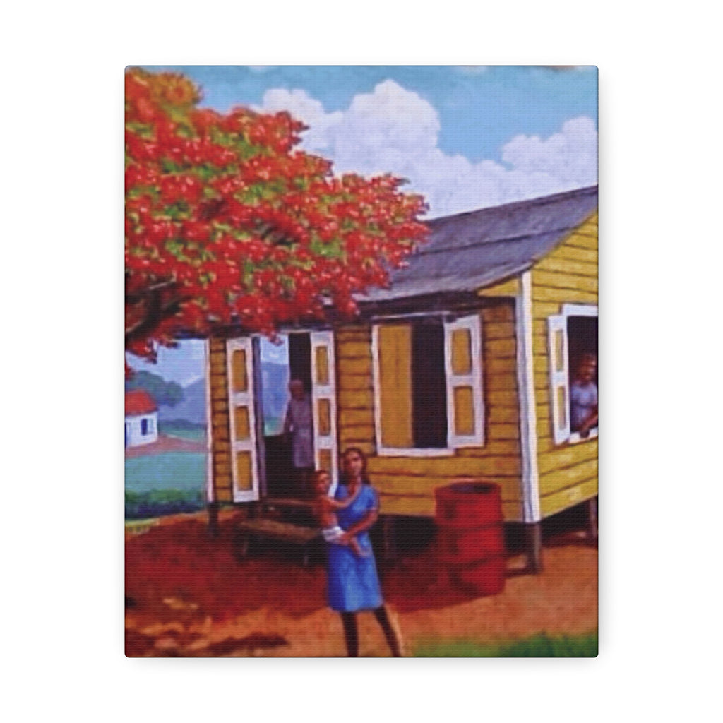 The Soul of Puerto RicoCaribbean Cottage Stretched Canvas  Tropical Village Scene Wall Art