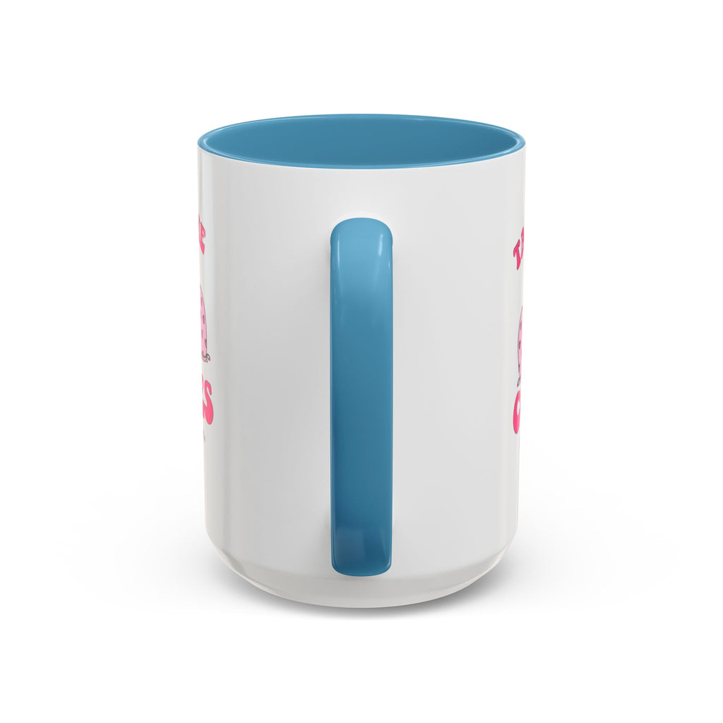 Accent Coffee Mug — "Taking the Cookies" Cute Pink Baking Design Coffee Cup for Fun Celebrations