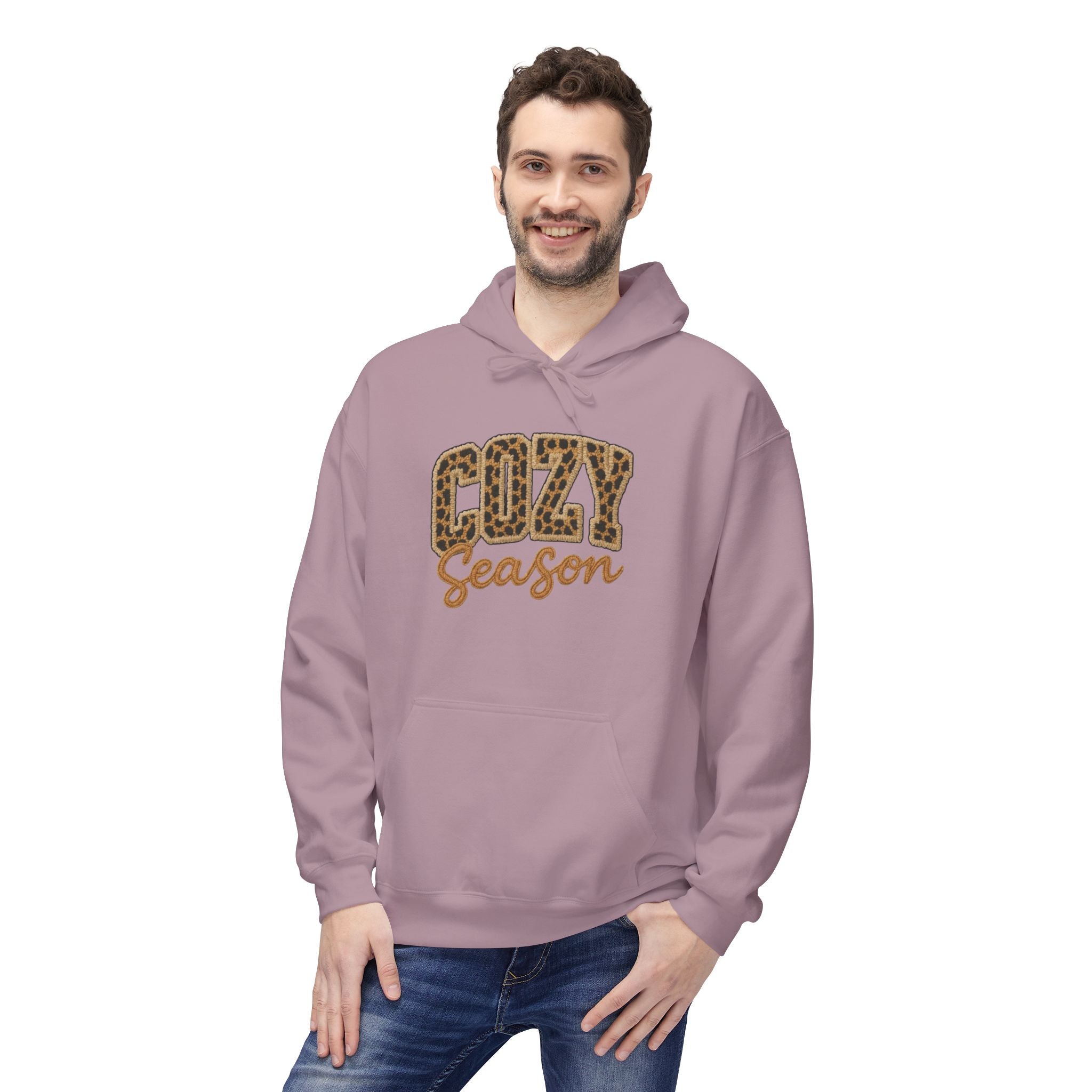 Cozy Season Leopard Hoodie — Fall Winter Graphic Pullover