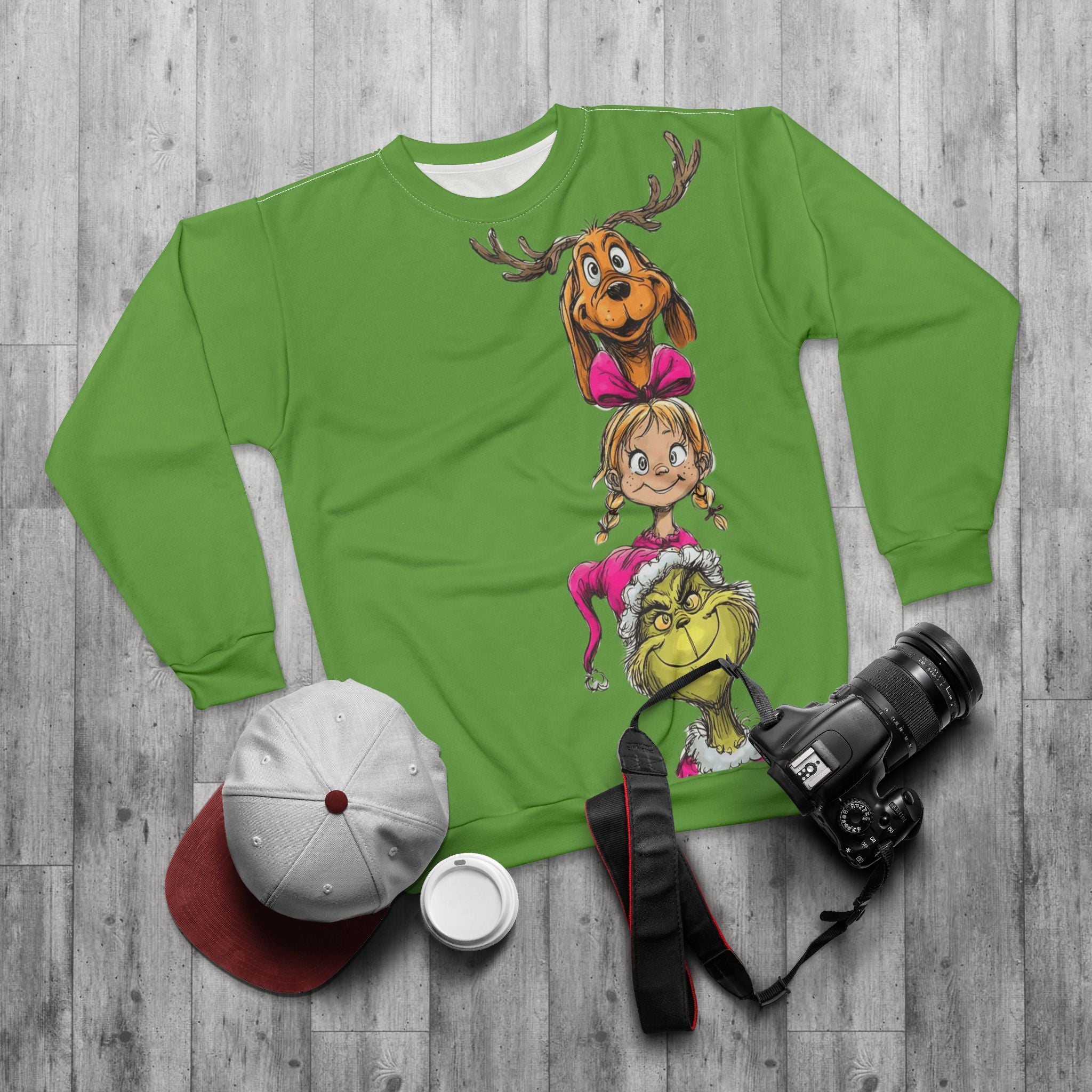 Grinch Family Stack Sweatshirt  Funny Holiday Christmas Crewneck