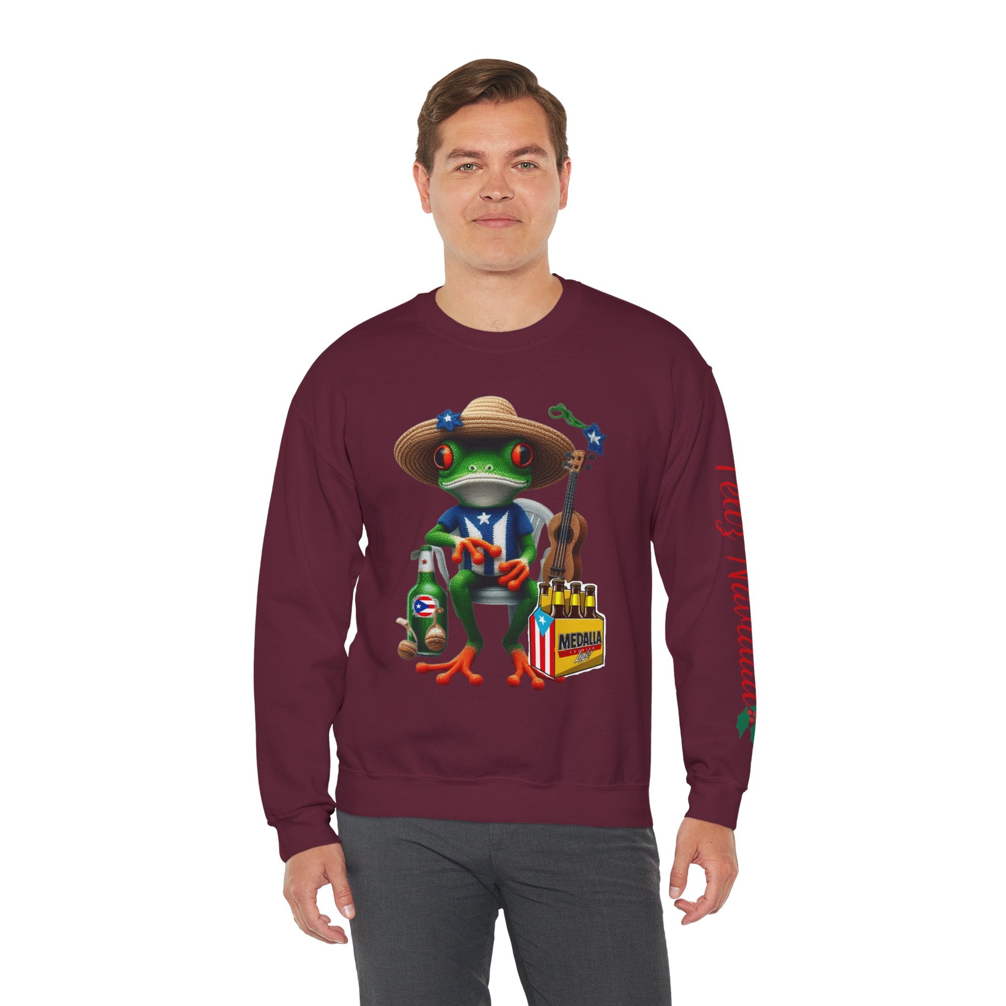 Frog Coqui Crewneck Sweatshirt – Coquito y Medalla Puerto Rican Vibes