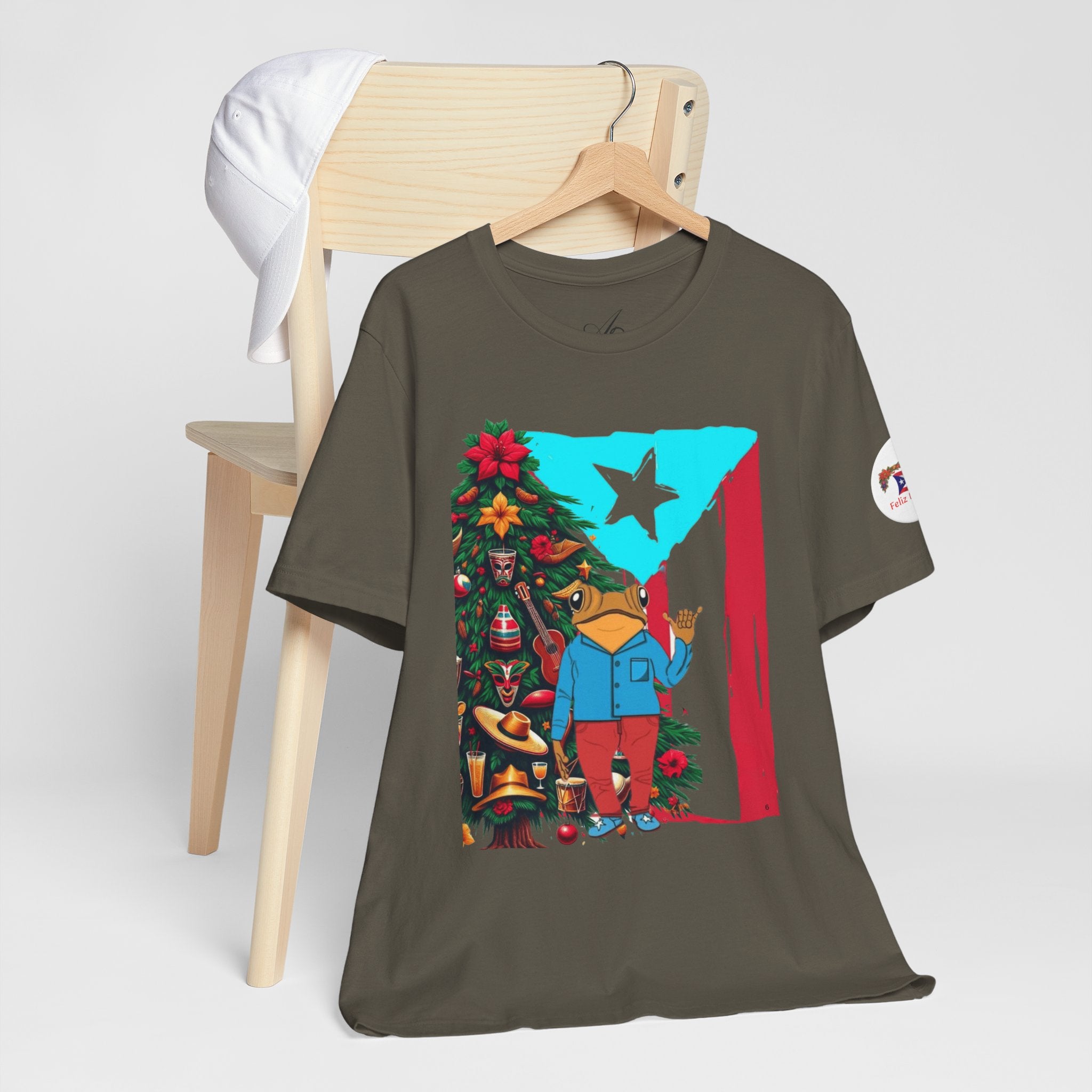 Puerto Rico Holiday T-Shirt  Coquí by Christmas Tree Graphic Puerto Rico’s Navidades