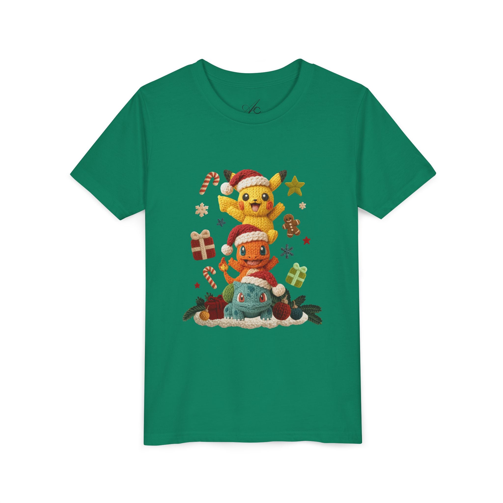 Kids Holiday Tee  Cute Stacked cartoon Characters Christmas Design