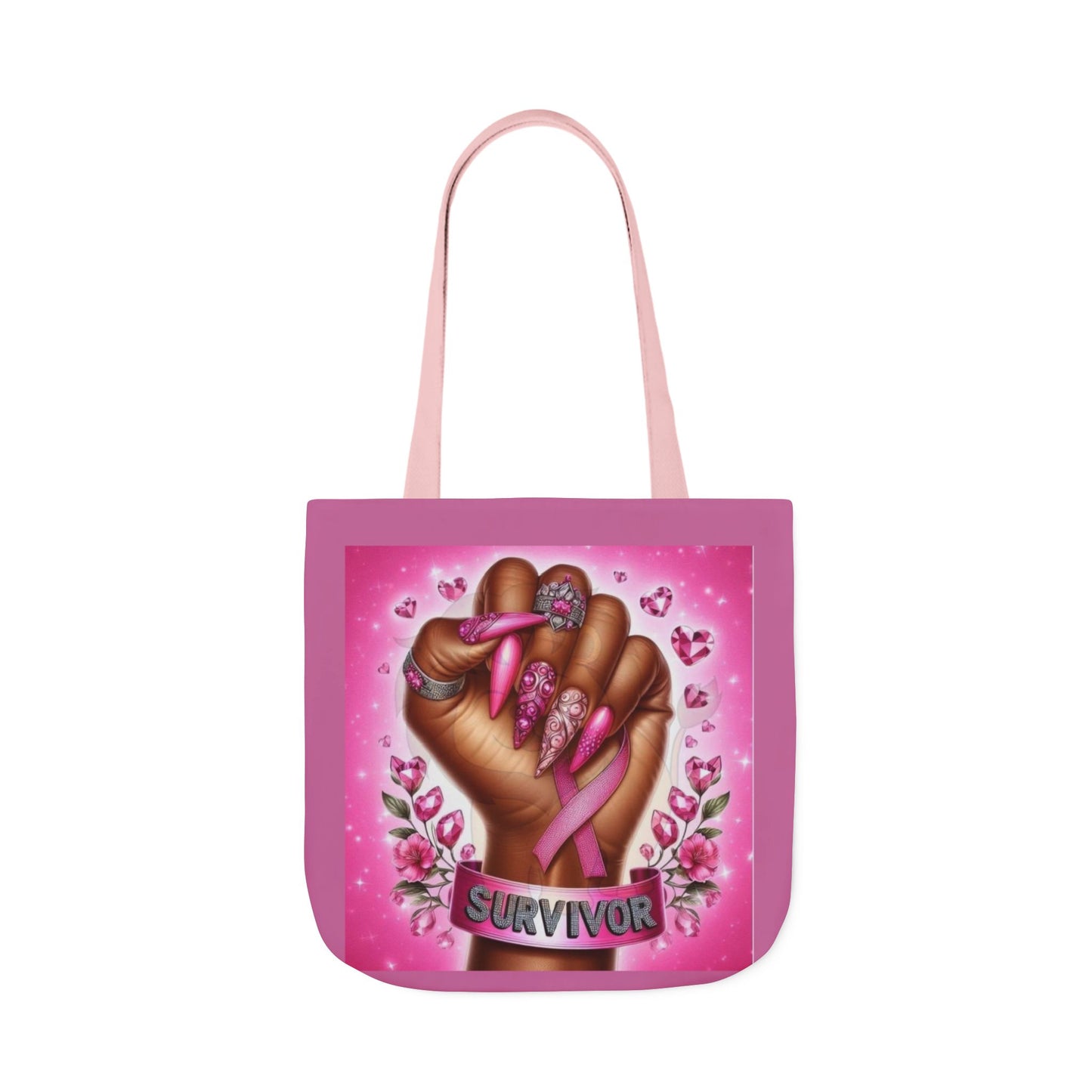 Breast Cancer Survivor Tote Bag  Pink Ribbon Empowerment Canvas Tote