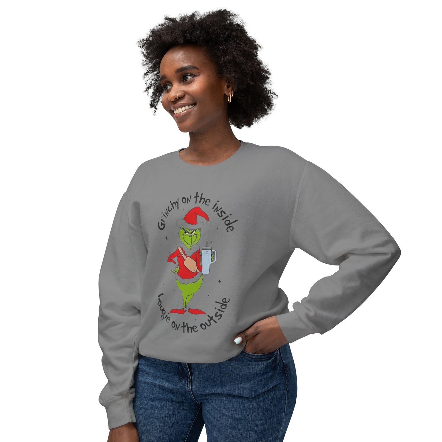 Funny, Cute & Classic Christmas Designs Grinchy on the Inside Crewneck Sweatshirt