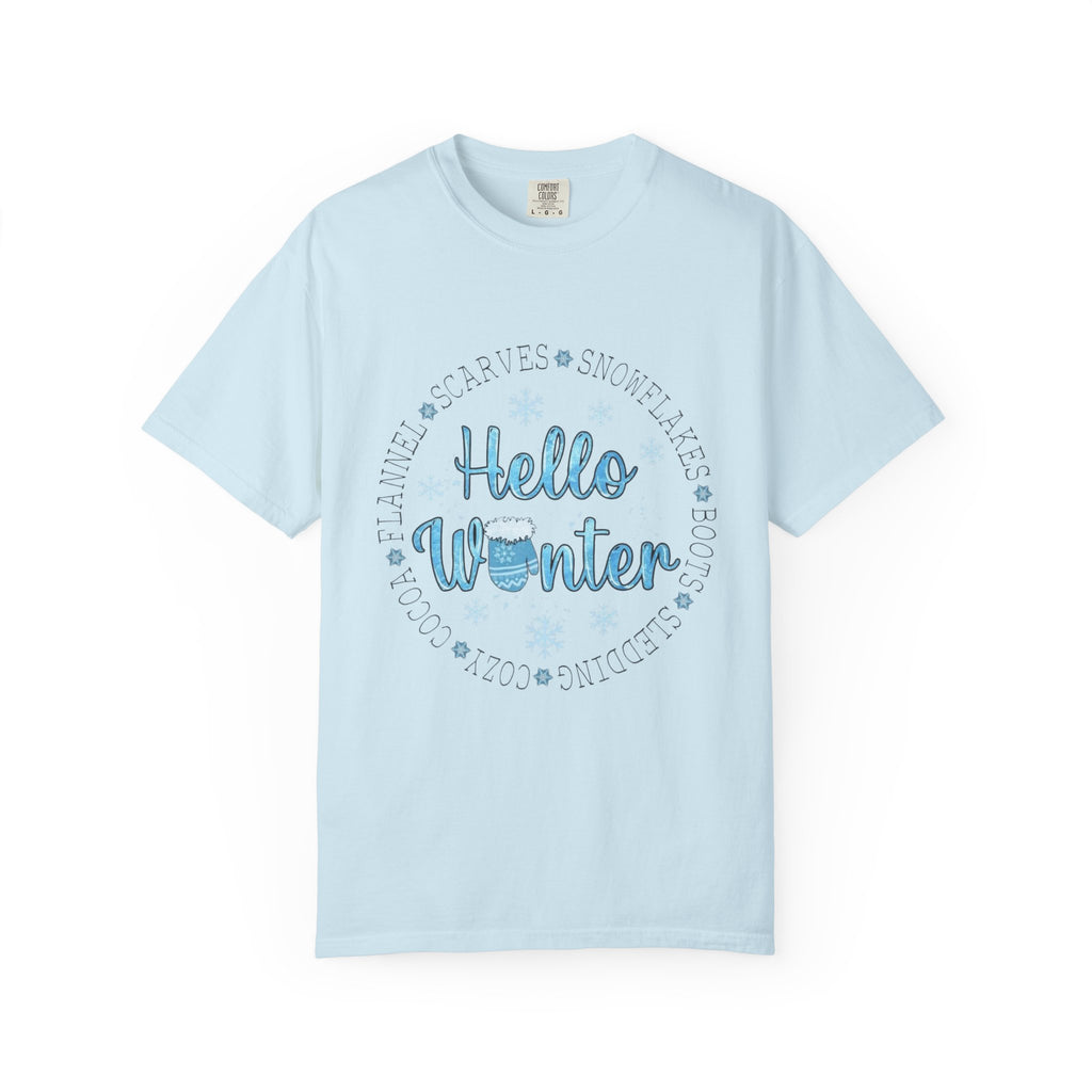 Hello Winter T‑Shirt  Cozy Snowflake Holiday Tee Christmas T-Shirts and Sweatshirts Collection